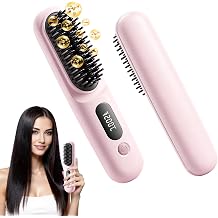 New Go Brush Pro 2026 Cordless Hair Straightener Brush, 199M Ionic, 1-MIN Fast Heat,79 Teeth for MCH Salon Smoothness, 4000mAh 40-Min Runtime, 3-Temp&Travel, Auto Shut-Off, Used for Fine to Wavy Hair