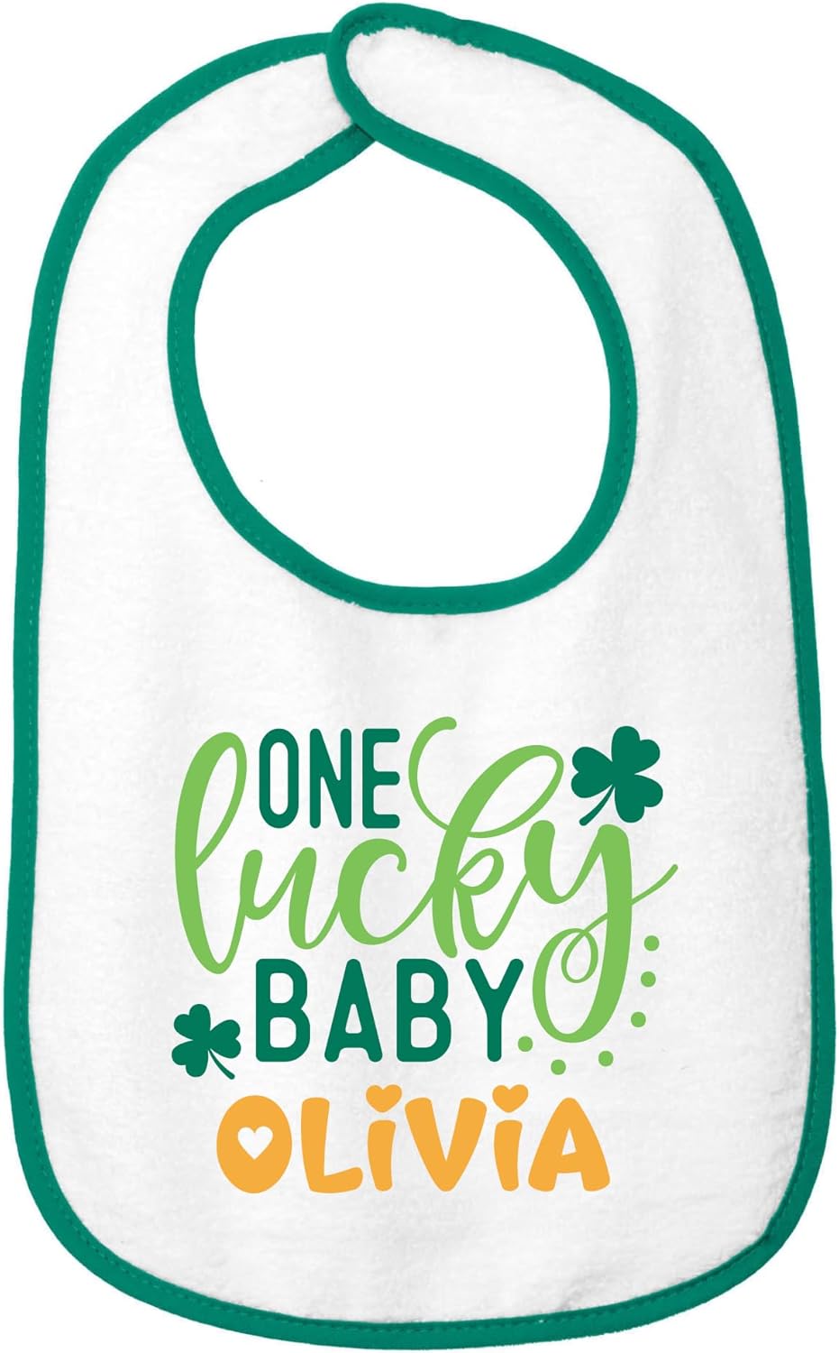 Personalized St. Patrick’s Day Baby Bib – “One Lucky Baby” Design with Custom Name, Soft Cotton Terry