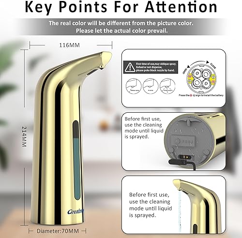 Miniatura 3 de Práctico dispensador automático de jabón, 4 niveles ajustables, bomba desinfectante de manos sin contacto con sensor infrarrojo, dispensador de
