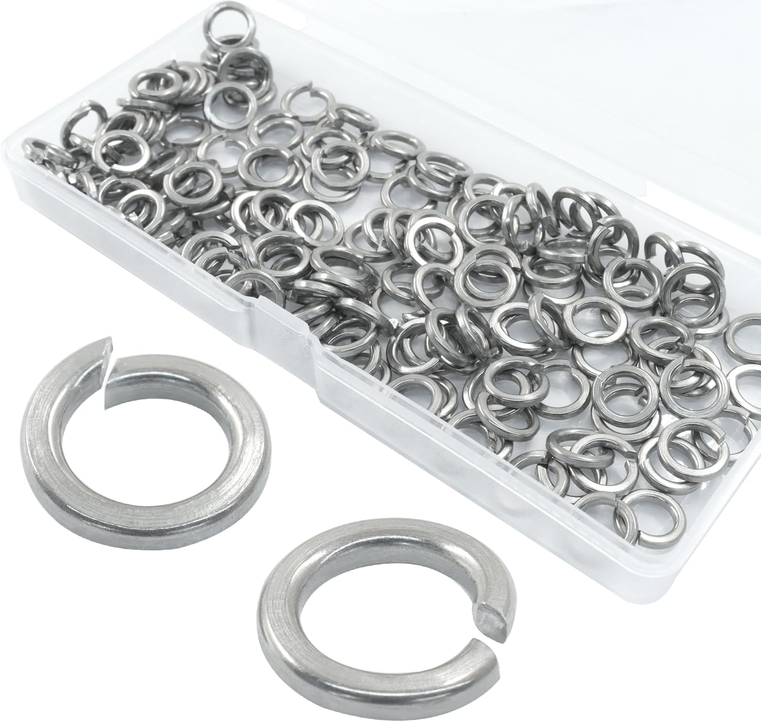 120 Pcs M6 Split Lock Washer, 304 Stainless Steel Spring Lock Washer with Plastic Box