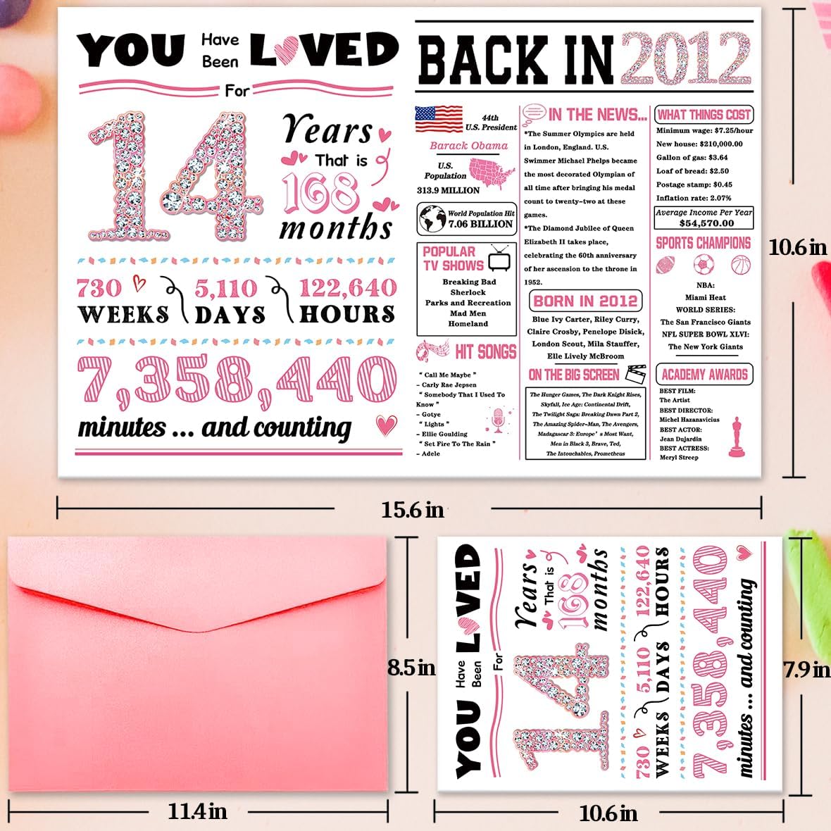 14th Birthday Card, Funny 14th Birthday Decorations for Girls, Happy 14 Year Old Birthday Gift, Great 14th Birthday Gifts Idea image 2