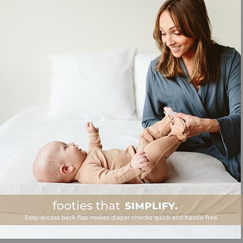 Miniatura 3 de goumikids Viscosa de Bambú Algodón Orgánico Cremallera Footies, Arenisca