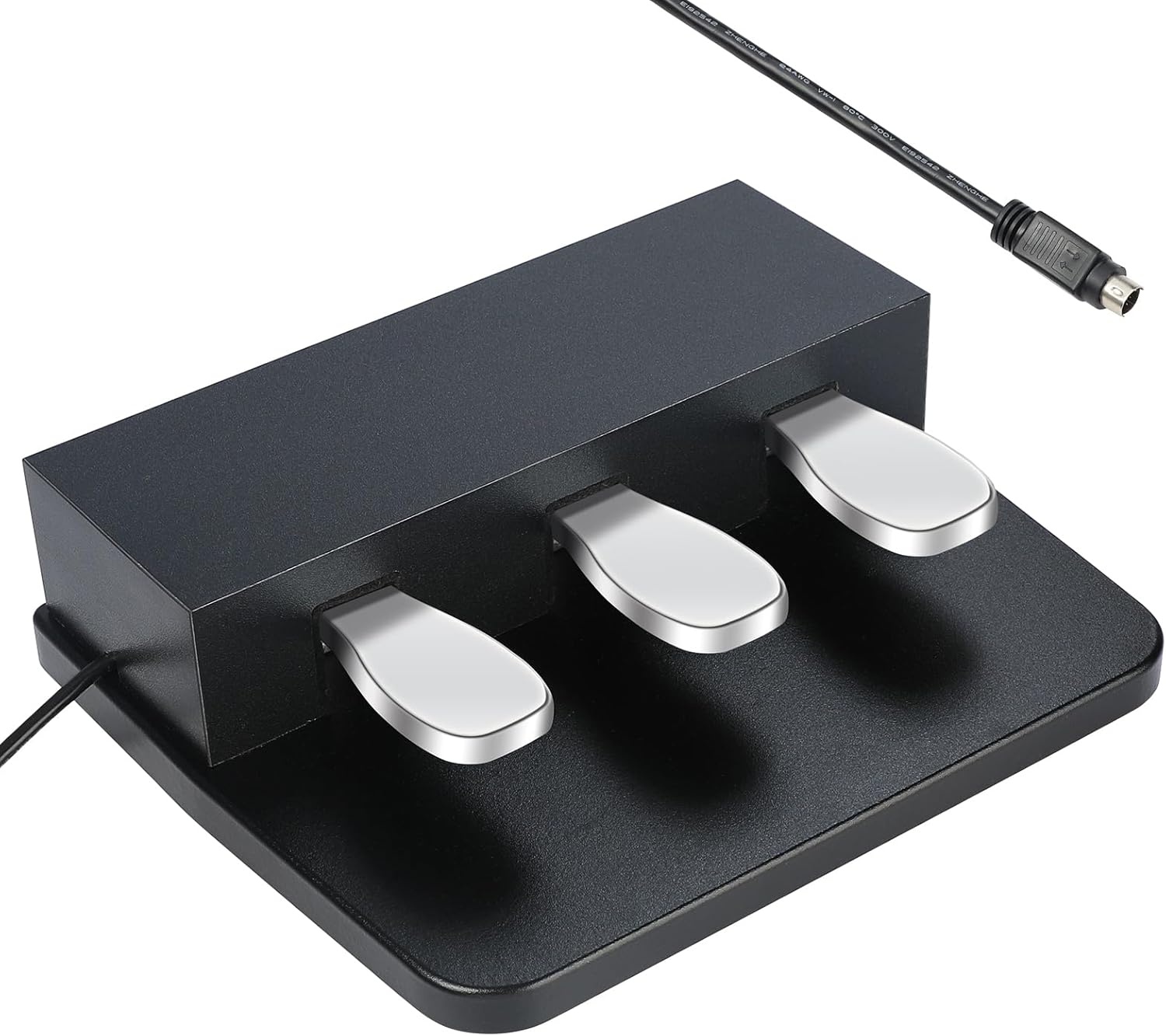 Portable 3-Pedal Unit For Electric Pianos Keyboards, Soft & Sostenuto & Damper Sustain Pedal, Anti-Slip 3 Pedal Board Compatible With Yamaha P85 P95 P48 P105 P115 Digital Pianos Keyboards (Black)