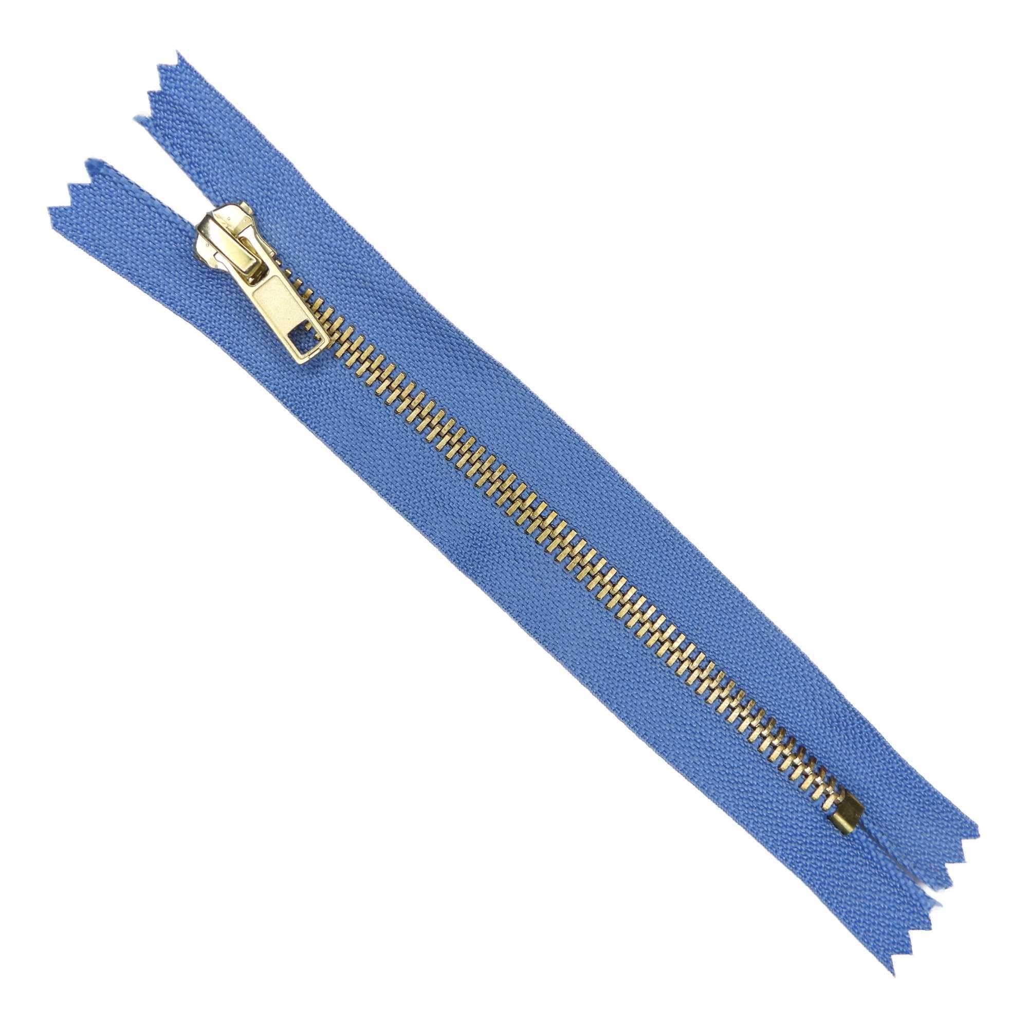 Metal Closed End Zips Brass 20cm 8 Inch Trouser Heavy Duty Buy 1 Or 2 732D, Denim Airforce Blue, 2