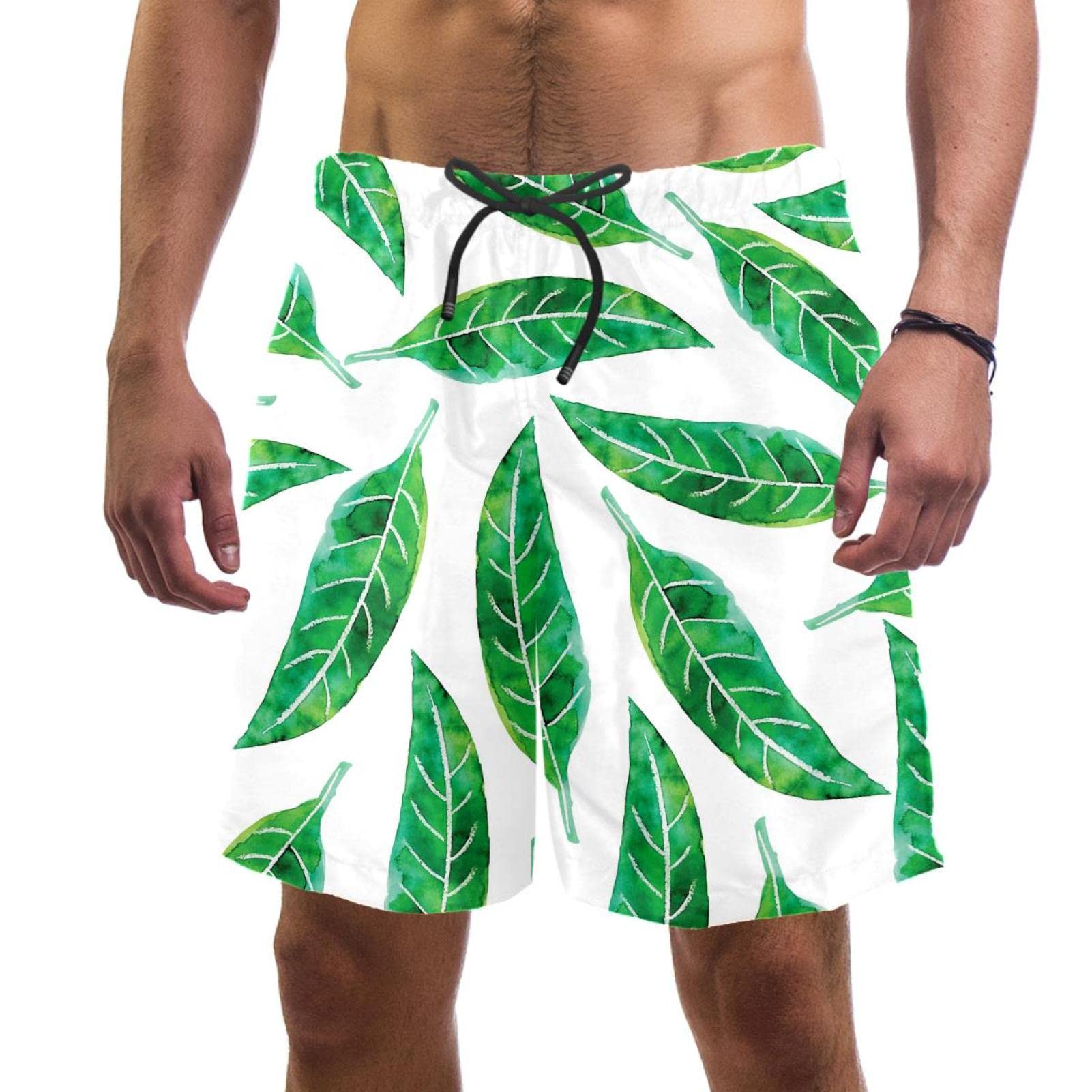 Maillots de bain hommes JDEZ : short de plage motif feuilles
