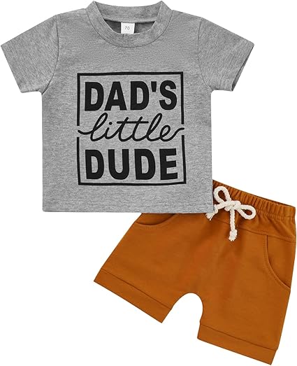 LilChicMe Baby,Clothing,Baby Boys 0-24m,Outfits & Clothing Sets Newborn Baby Boy Clothes Summer Shorts Outfit Little Dude T Shirt Tees Tops+Cute Short Pants Outfit Boys Clothes