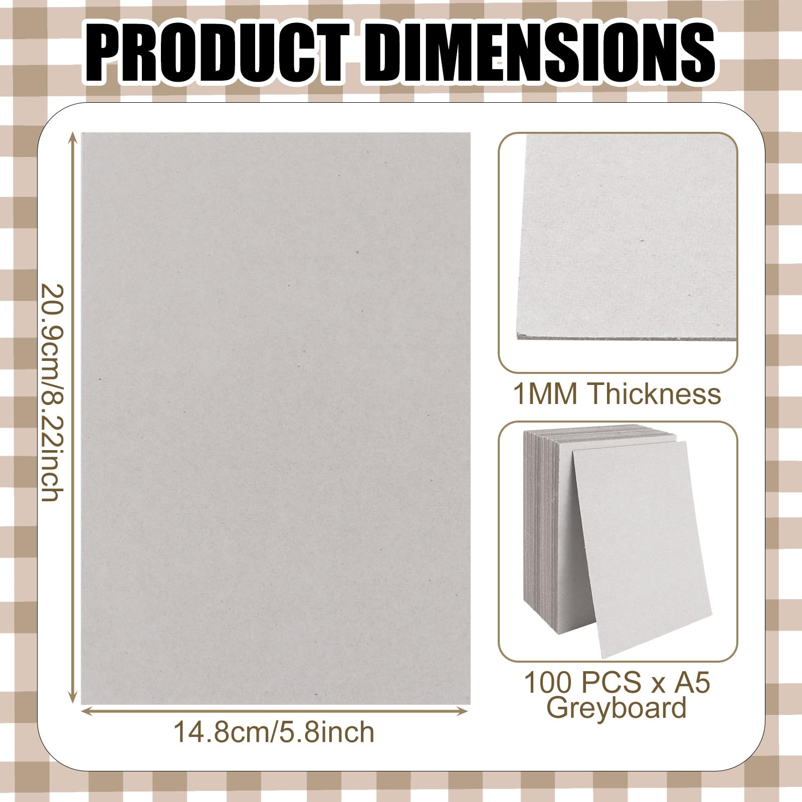 WOPPLXY A5 Greyboard 100 Sheets, 1000 Micron Grey Board A5 Mount Backing Board - Image 2