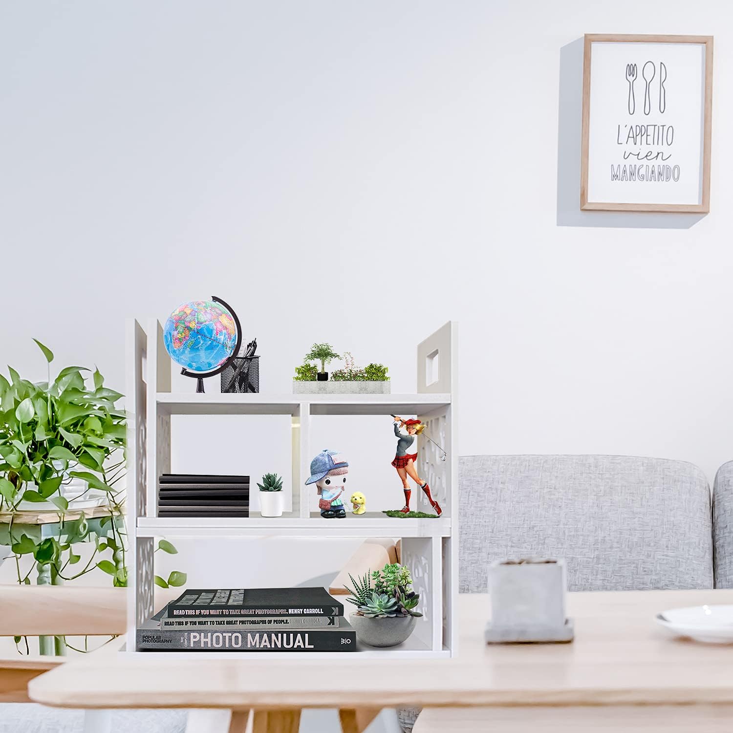 YGYQZ Office Desk Shelf Organizer and Accessories - Desktop Supplies Cute Dresser Top Adjustable Organization Storage Rack and Cubicle Decor Aesthetic Bookshelf for Women Man and Kids : Office Products