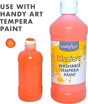 Handy Art Marker Daubers, Pack of 12, 2 oz Bottles, Refillable & Squeezable, Empty Daubers with Sponge Tip and Cap for Dot Painting, Bingo, Use with Tempera or Liquid Watercolor Paint, Made in USA