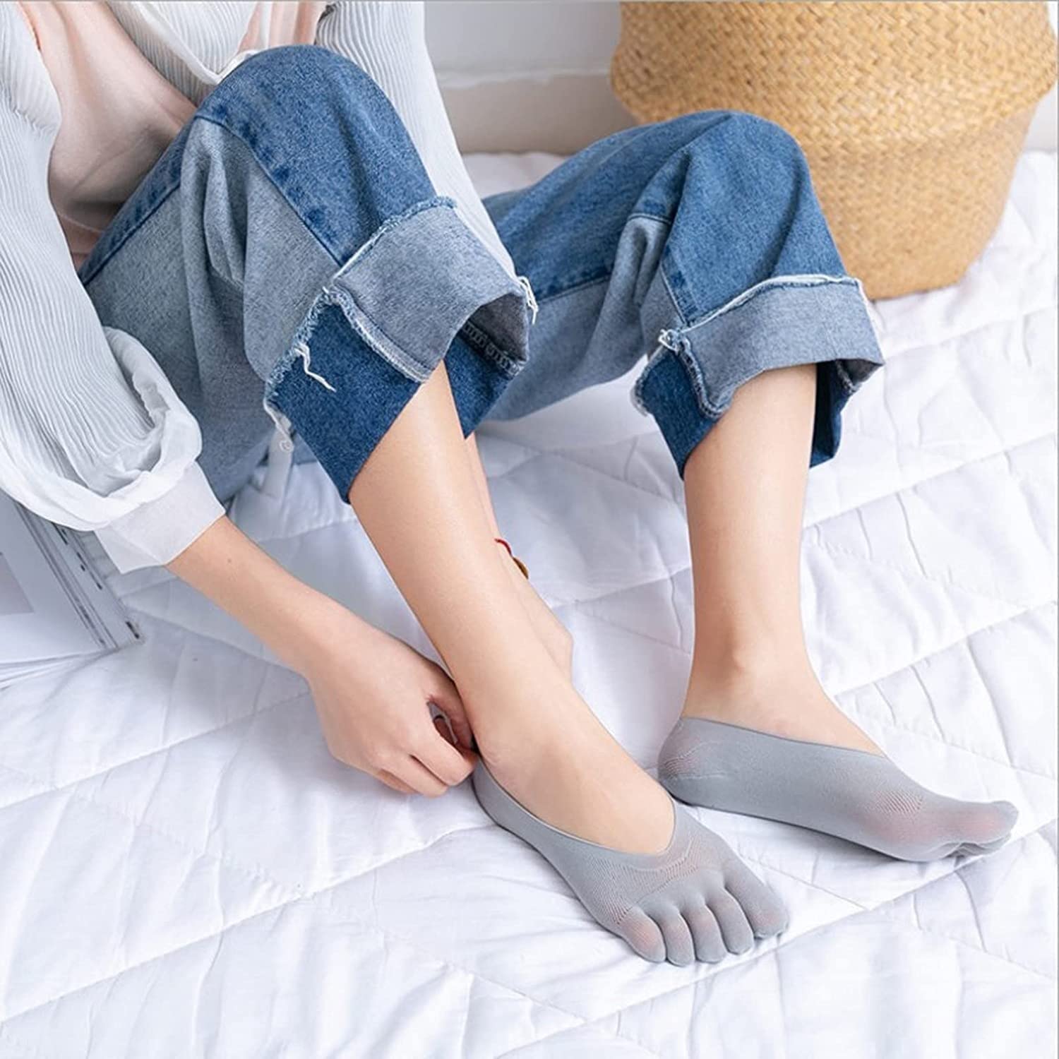 Habrur Calzini Invernali Termici 5 Paia Di Calzini Invisibili Five Toe Ankle Liner Five Toe Socks Per Le Donne