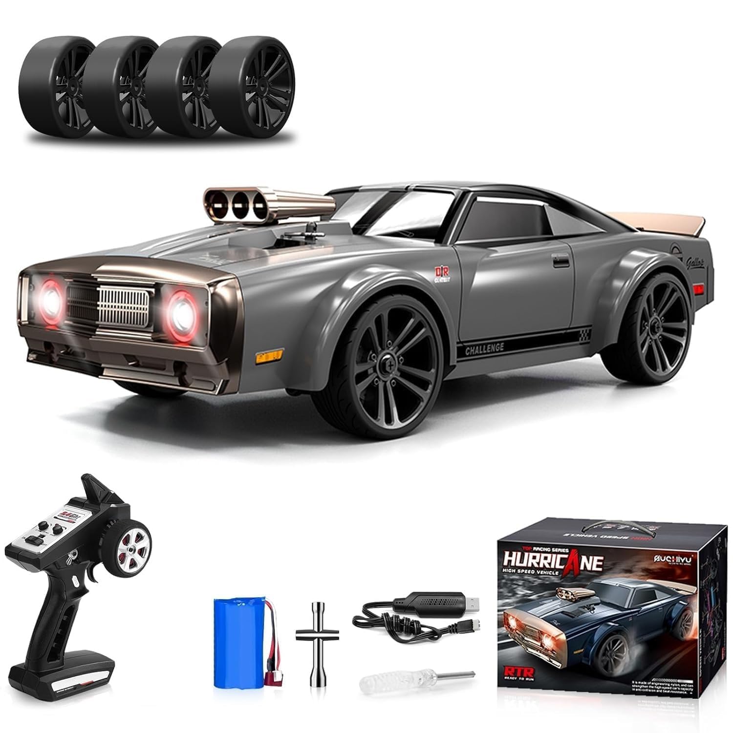 - RC Drift Car Remote Control Car 1:16 Scale 38KM/H High Speed Fast 4WD RC Car 2.4Ghz Steering Control Full Scale with LED Lights with Rechargeable Batteries Racing for Kids and Adults Gift