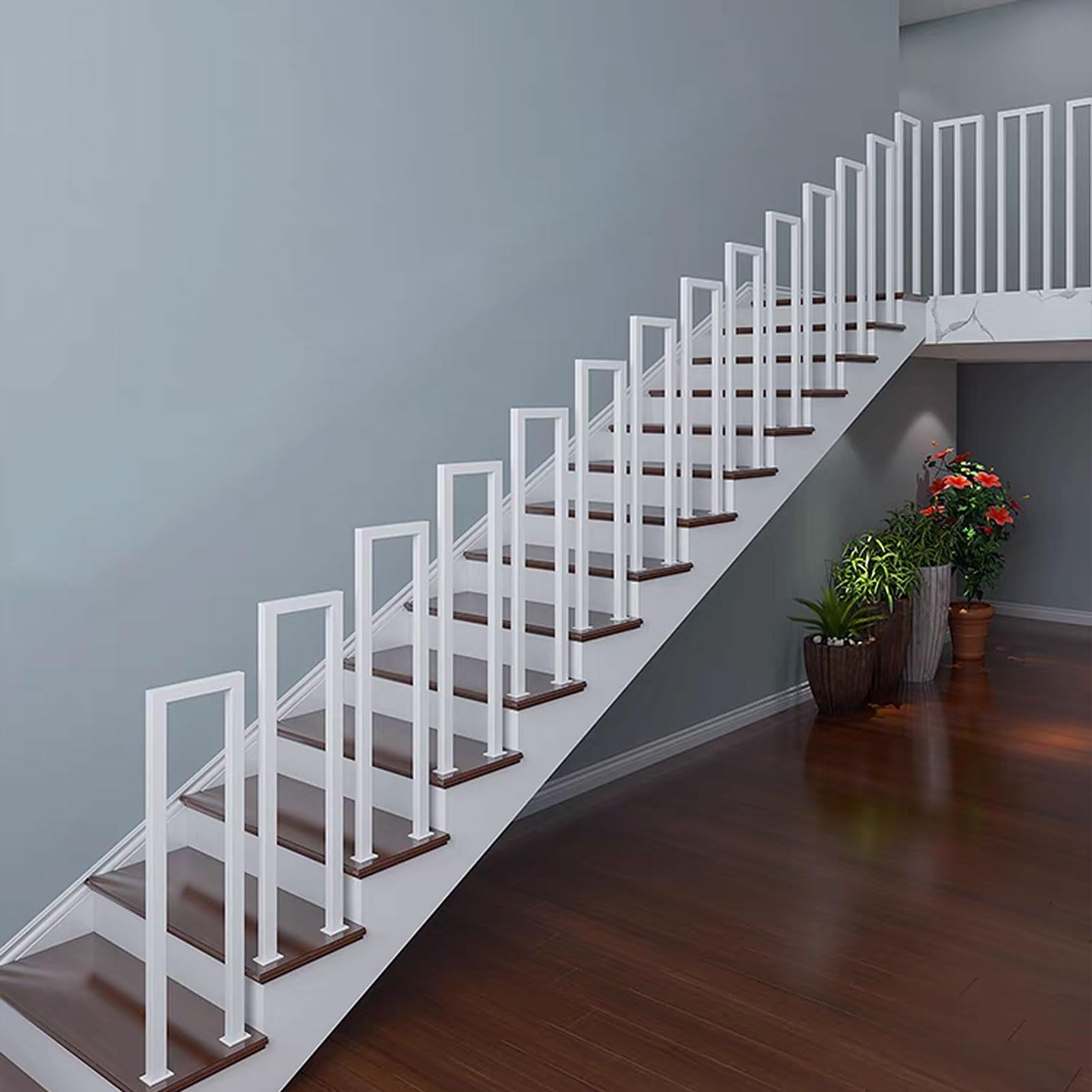 Corrimano In Ferro Battuto Per Scale - Ringhiera Bianca Da 30 A 600cm Con Kit Montaggio