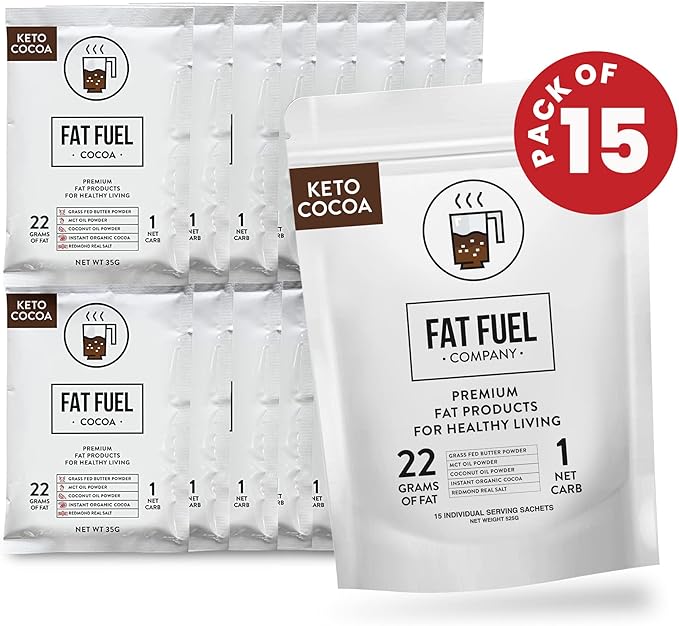 Fat Fuel Keto Cocoa 22g Grass Fed Butter MCT Oil Coconut Salt miniatura 2