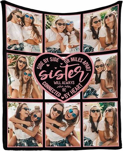 Miniatura 2 de Regalos para hermanas de hermana manta con collage de fotos, mantas de fotos personalizadas para hermanas, mejores amigas, mujeres, manta de amistad