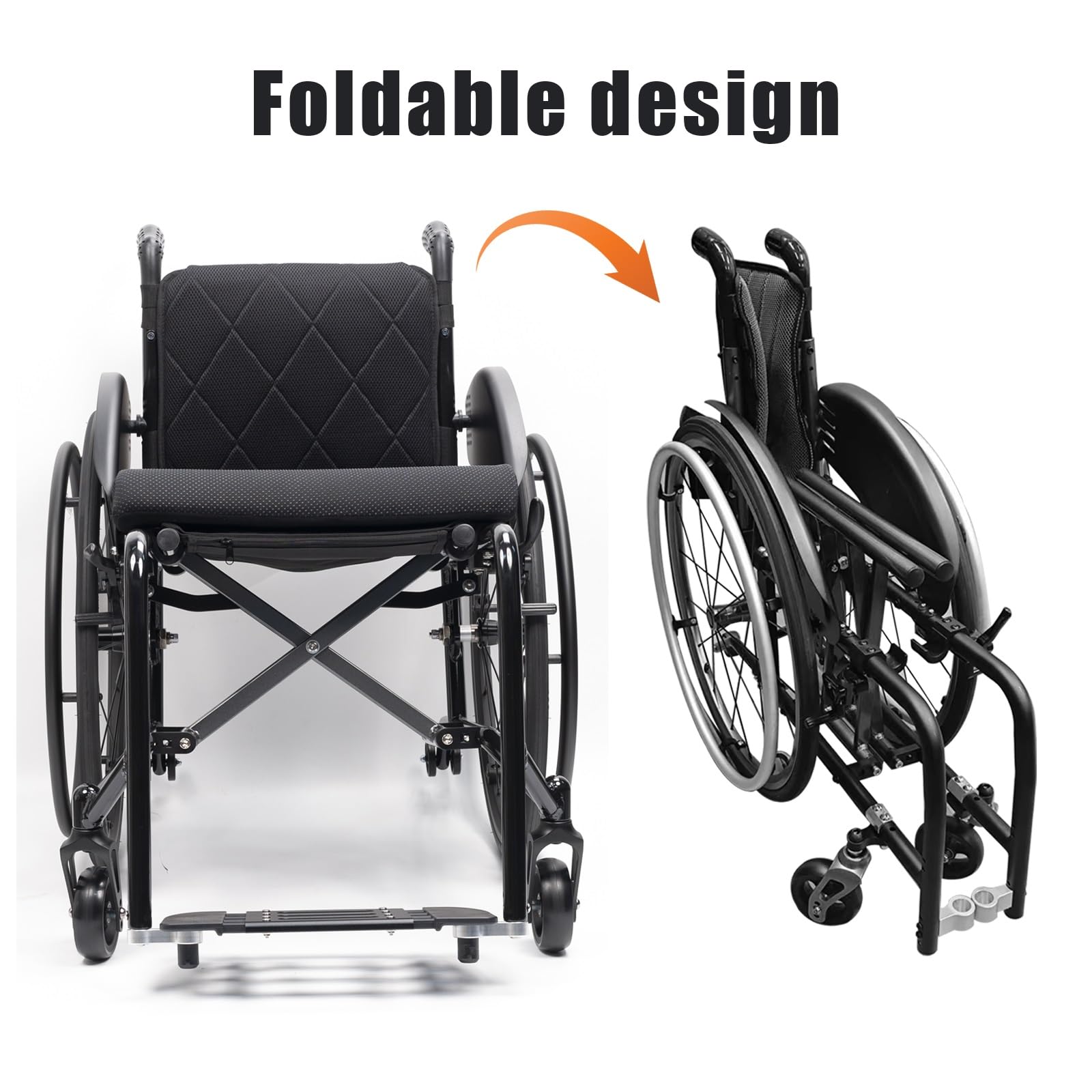Wheelchair Sedia a Rotelle Pieghevole in Alluminio Ultraleggero,Compatto(Seat width 44cm/17.3in)