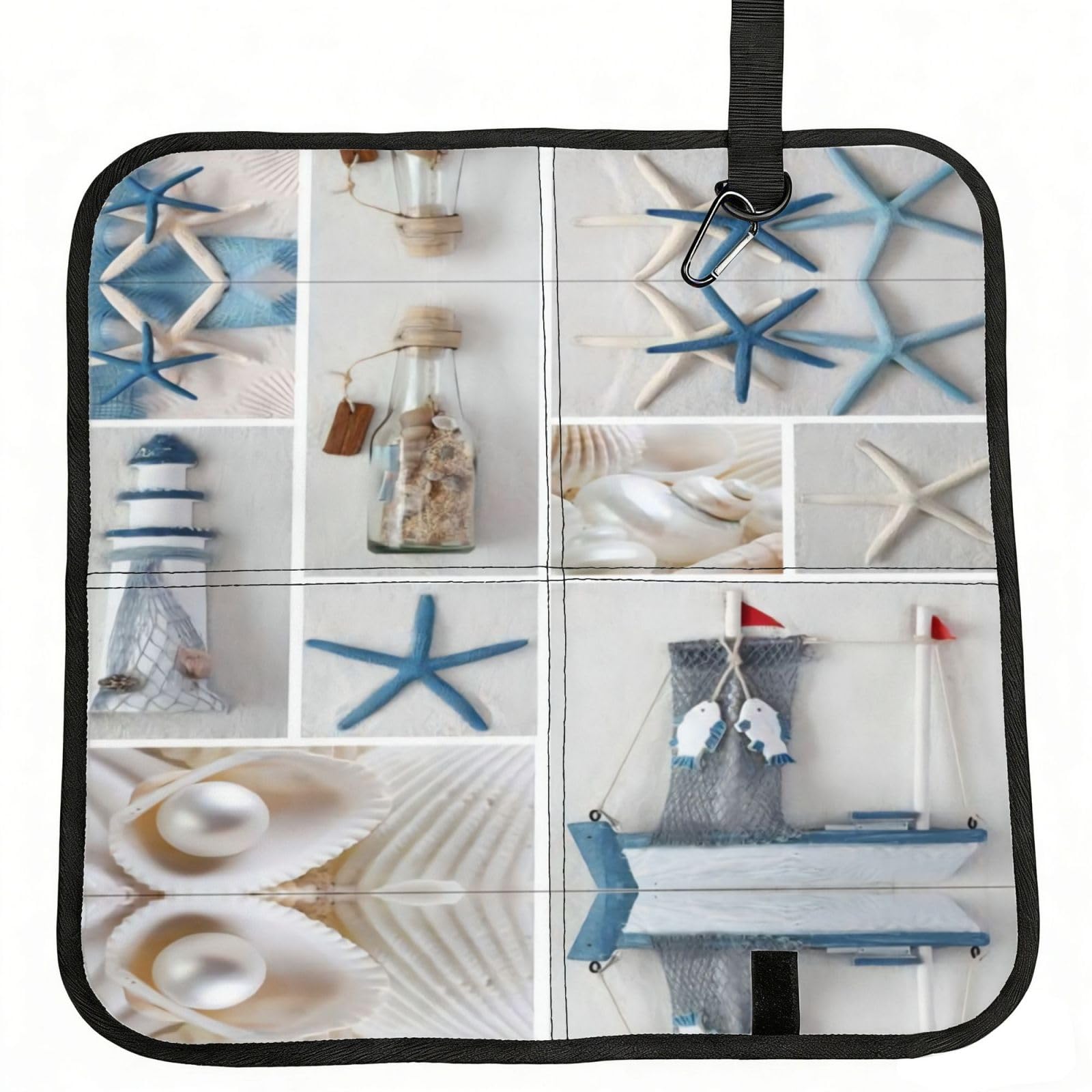 WZYCWB Bottle Seashell Starfish Lighthouse Foldable Seating Cushion with Carabiner - Stadium Mat for Camping, Hiking and Outdoor Activities