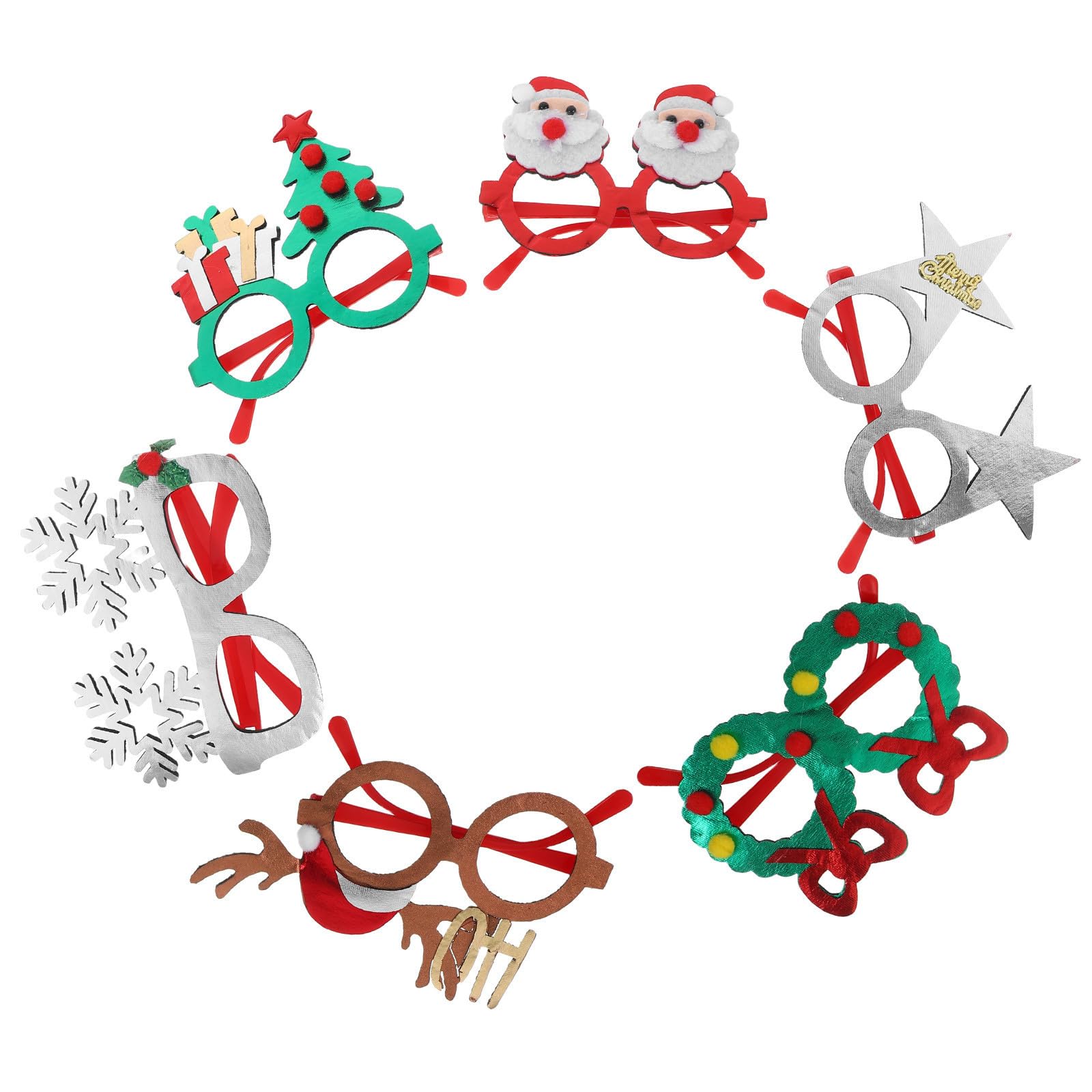 Toyvian 30 Stück Festliche Weihnachtsbrillen als Foto Requisiten, für | Pet und Filz, Leicht und Bequem Tragbar, Glitzernde Motive für Weihnachten und Silvester, Familienfeiern