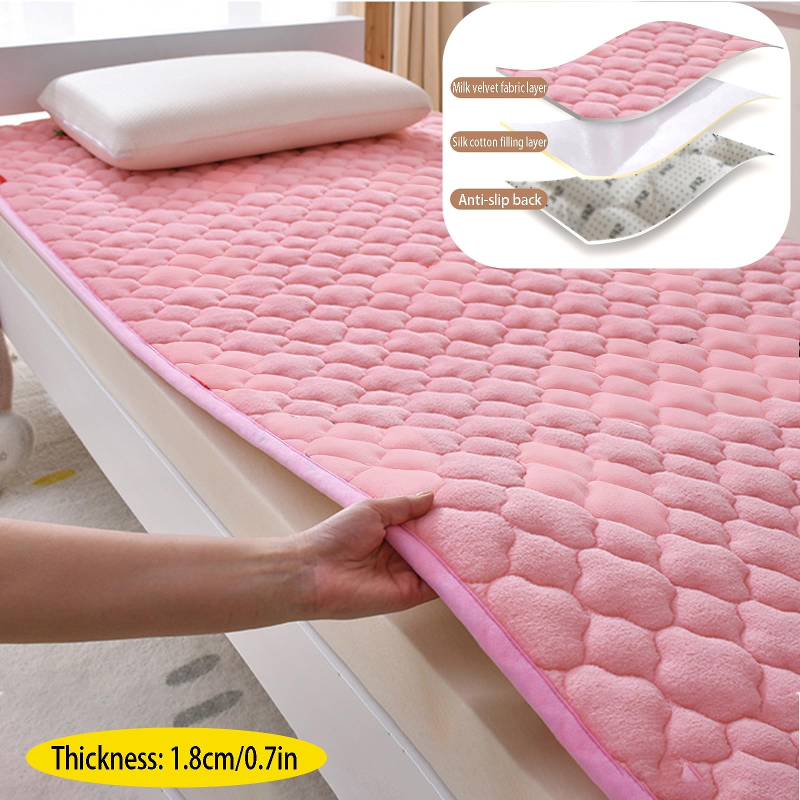 Topper matrimonial - Matress Topper Colchon Acolchado con elásticos para fijación,cubrecolchón matrimonial Relleno,Protege el colchón del Desgaste,Burgundy,150x200cm/59x79in