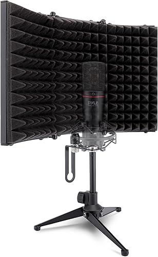 Miniatura 1 de Pyle PSMRS08 - Pantalla de aislamiento compacto para micrófono, reflector de gomaespuma con amortiguación de sonido de micrófono de estudio.