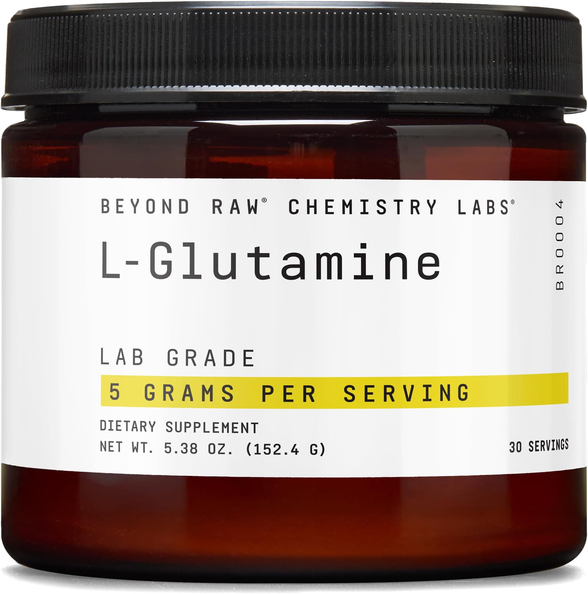 Beyond RAW Chemistry Labs L-Glutamine Powder, Supports Muscle Function, Lab Grade, 30 Servings