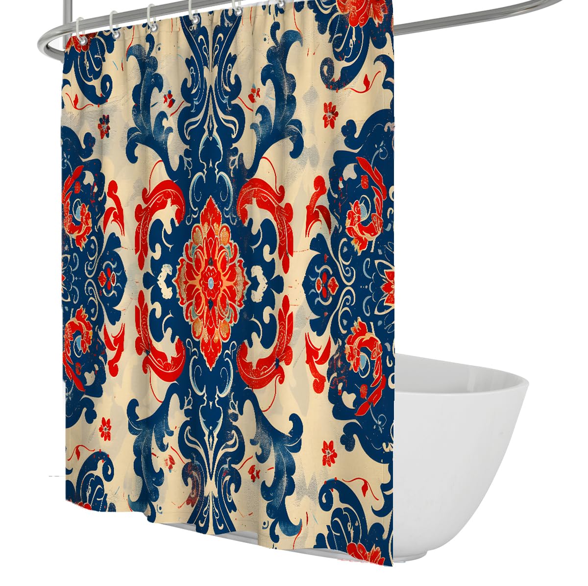 Vintage Damast-Duschvorhang Retro-Baddeko 200 x 220 cm