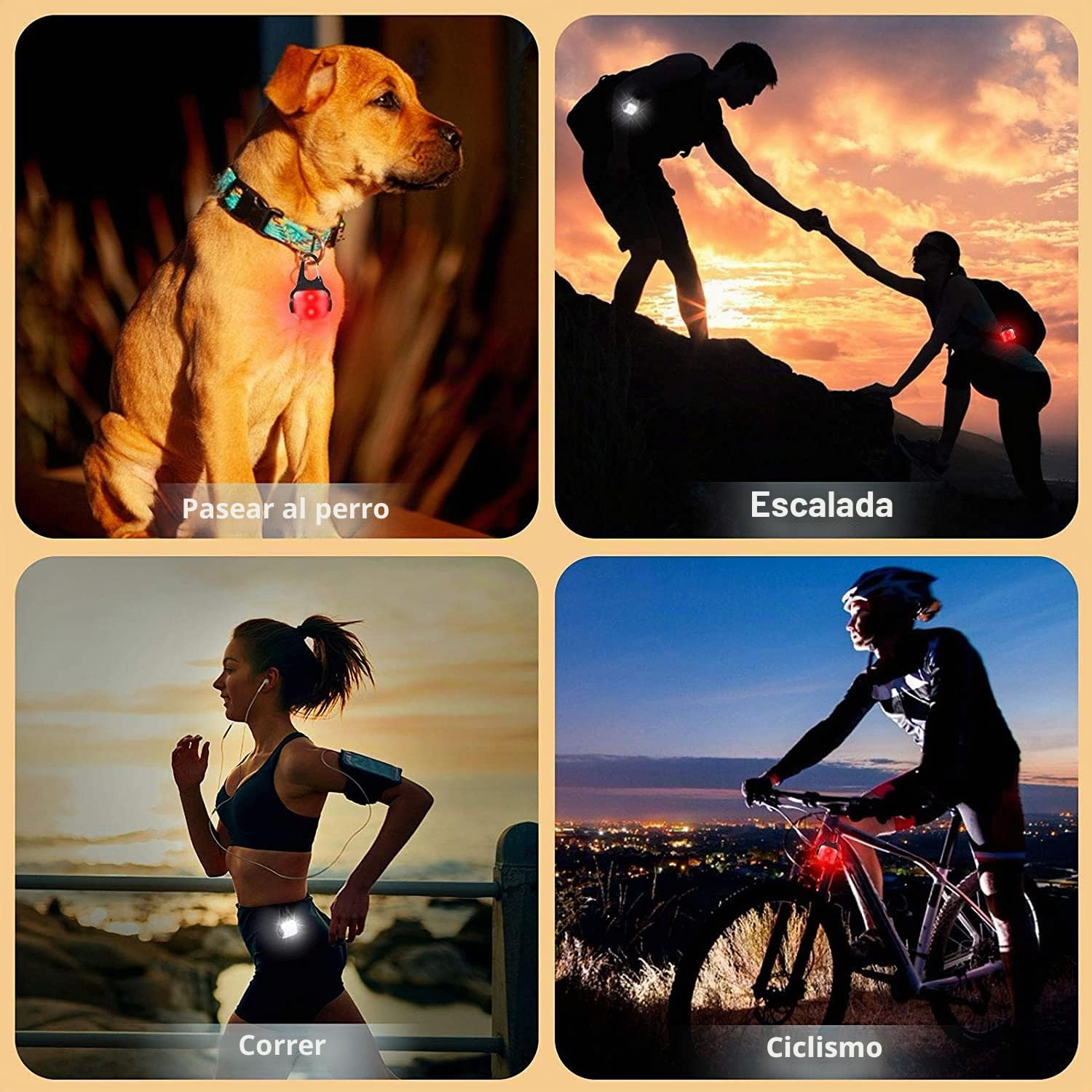 Derlights Luz LED para collar de perro, recargable por USB, impermeable IP65, seguridad para la oscuridad, Plástico Acrilonitrilo butadieno estireno