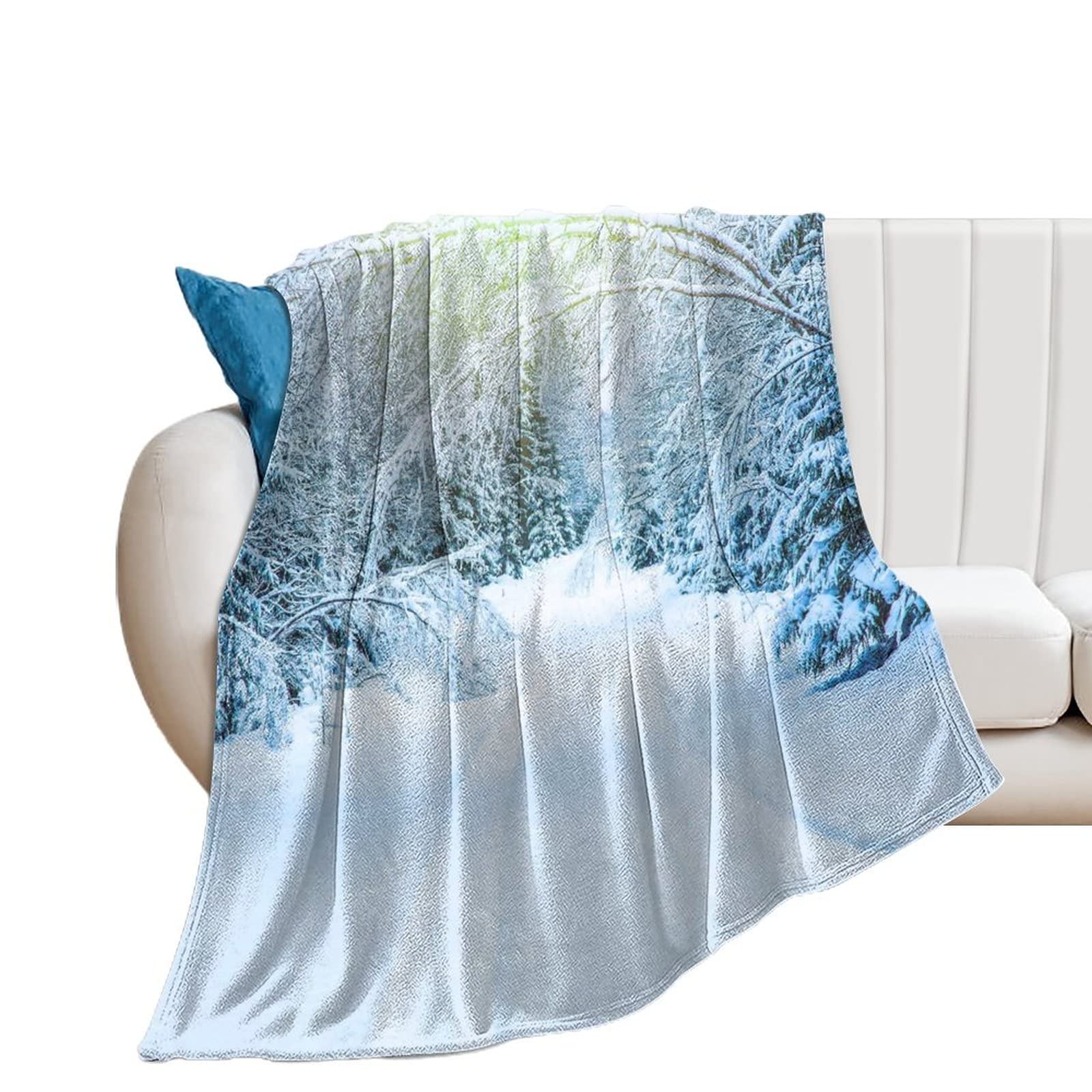 Couverture polaire super douce 101x127 cm en flanelle de peluche chaude pour lit et canapé