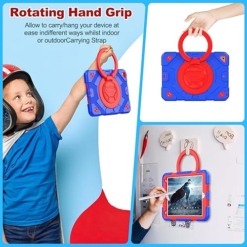 Miniatura 10 de Timecity Funda para iPad de 9ª/8ª/7ª generación de 10.2", a prueba de golpes con protector de pantalla, mango giratorio de 360°, agarre y soporte