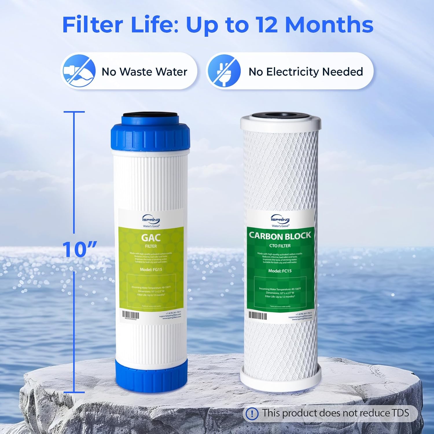 White and Clear Dual-Stage Countertop Water Filtration System