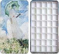 Vista 38 de FCLUB Paleta de acuarela vacía, 20 pozos con tiras magnéticas y ligera, paleta de acuarela de metal, soporte para pintura, paleta de pintura