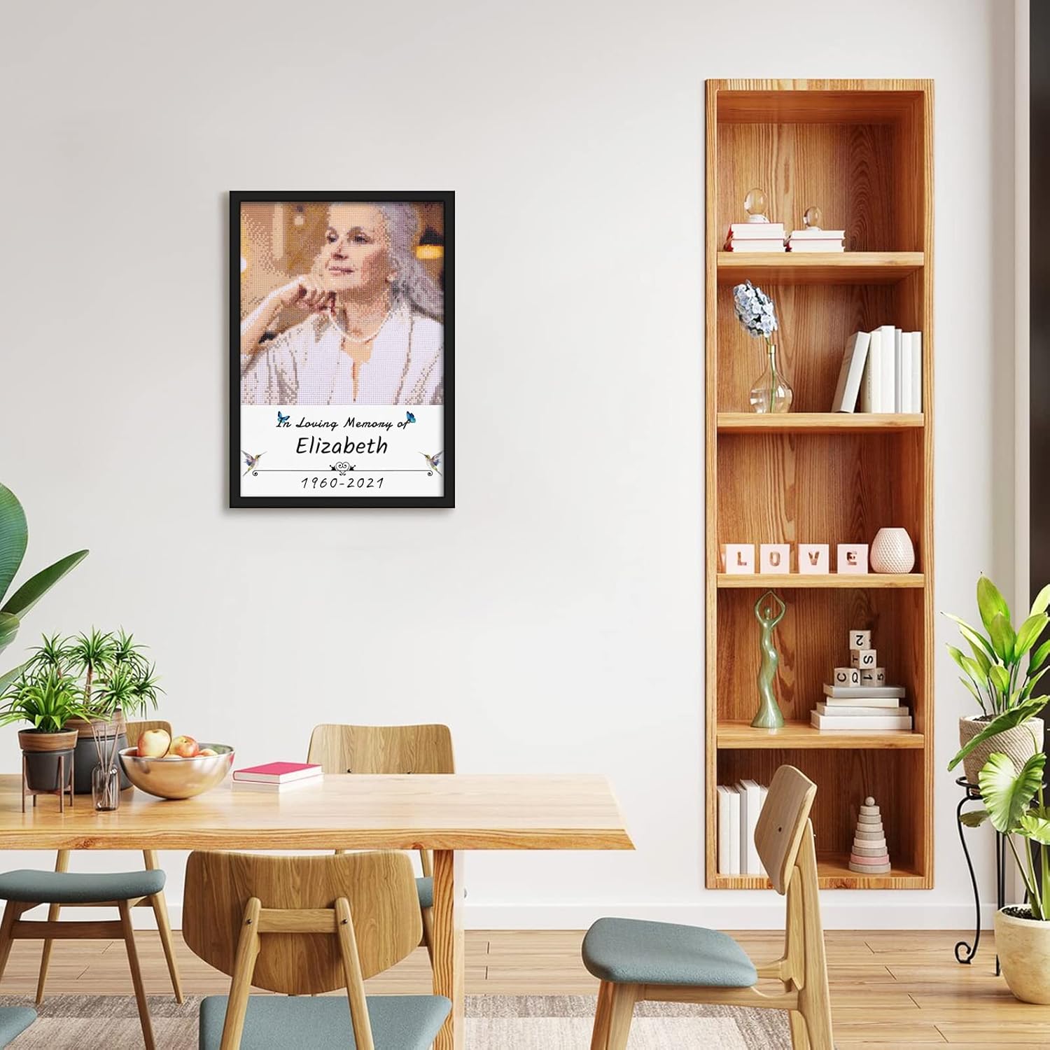 Personalized Memorial Gifts – Custom Diamond Art Kits with Photo Text, Sympathy Gifts, Bereavement Gifts, Remembrance Gifts for Loss of Father Mother Loved One (Round Drill, 11.8×15.7 Inch)