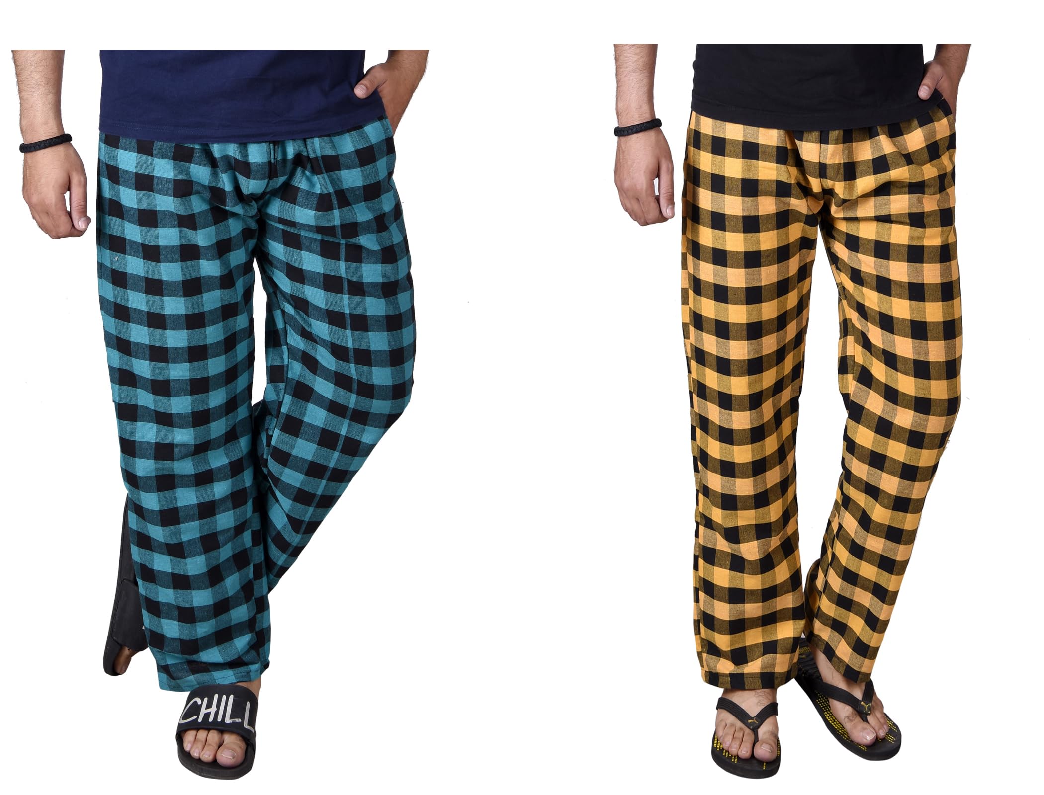 fusfus Men's Cotton Check Pyjama, Pack of 2 (FS407)-picture-45