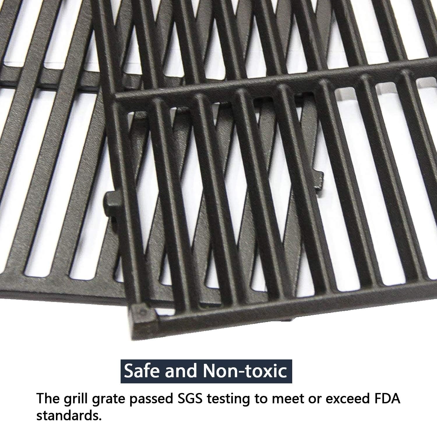 VICOOL 7638 Cast Iron Grill Grates(17.5" x 11.9" x 0.5") for Weber Spirit 300 Series, Spirit 700, Genesis Silver B/C, Genesis Gold B/C, Genesis 1000-5000, 7639 7525 7526 7527, hyg7638n