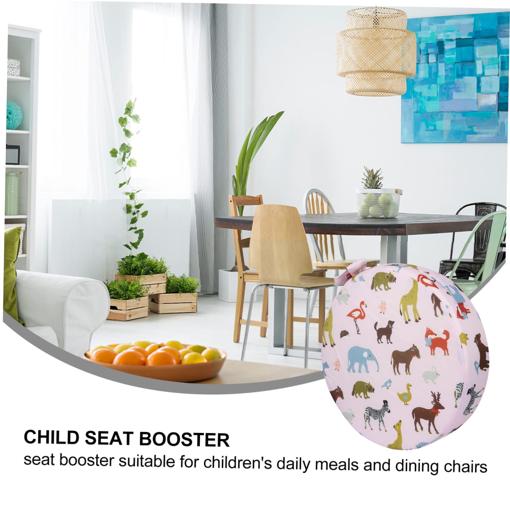 2piezas Cojín Elevador Redondo Para Niño Asiento Acolchado Alta Funda Extraíble y Lavable Para Sillas De Diseño De Animales De Limpiar y Almacenar