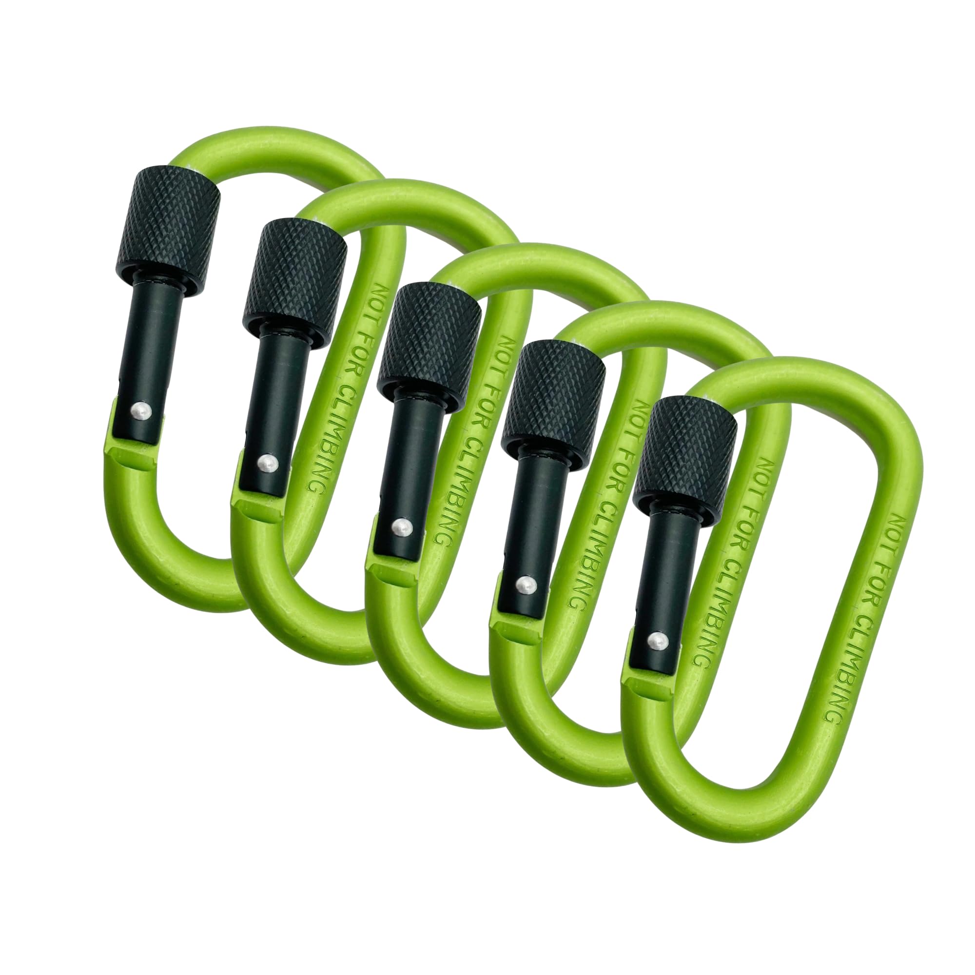 5 Pack Heavy Duty Carabiner Clips – Aluminium Screw Lock D-Ring Keychain Clips for Camping, Hiking, Backpacking & Everyday Use | Lightweight Carabiners for Keys, Gear & Travel (Green)