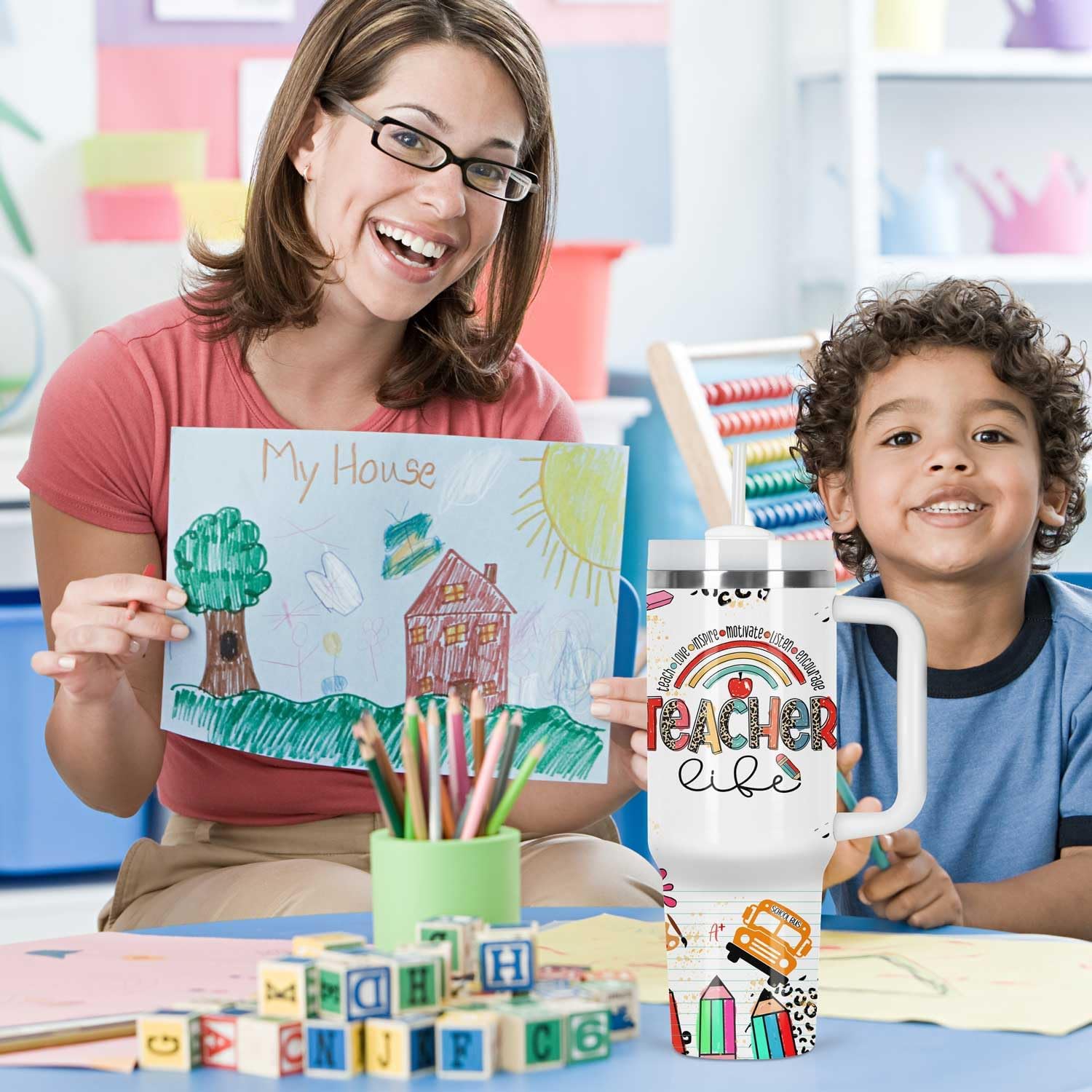 Teacher Gift Tumbler,Teacher Appreciation Week Gift For Teacher, 40 Oz Tumbler with Handle - Image 5