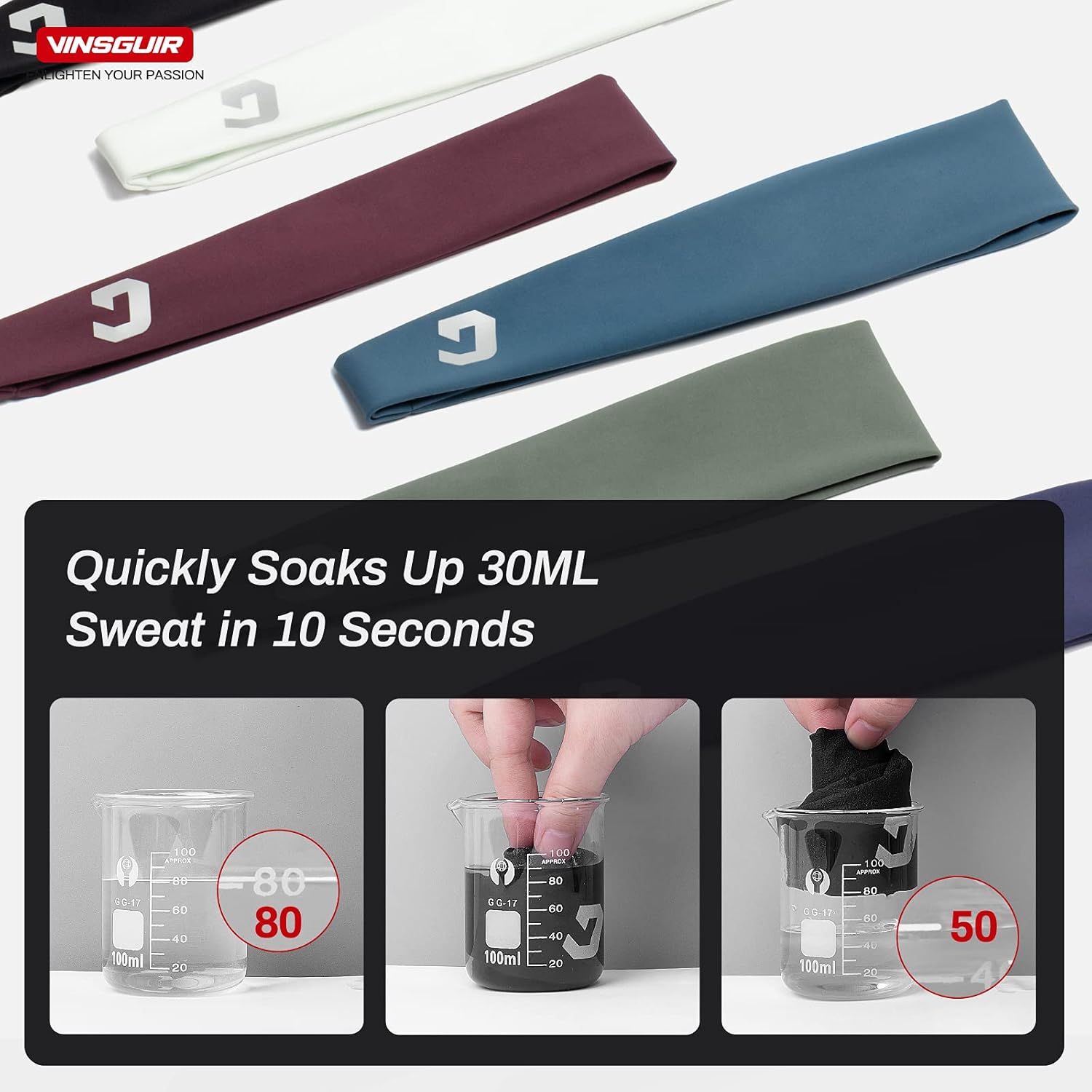 Vinsguir Sports Headbands Pack of 6, Mens Workout Headband Accessories, Sweat Band, Sweat Wicking Head Band Sweatbands for Running Gym Training Tennis Basketball Football, Unisex Hairband : Sports & Outdoors