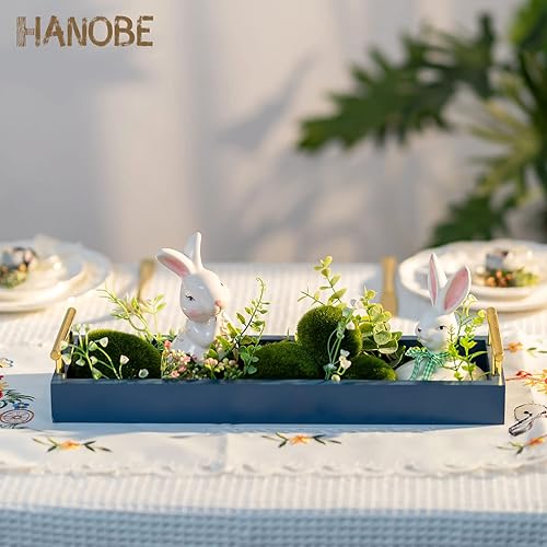 Vista 13 de Hanobe Bandeja rectangular larga y estrecha: bandejas decorativas rectangulares portavelas para decoración del hogar, bandeja blanca para centro