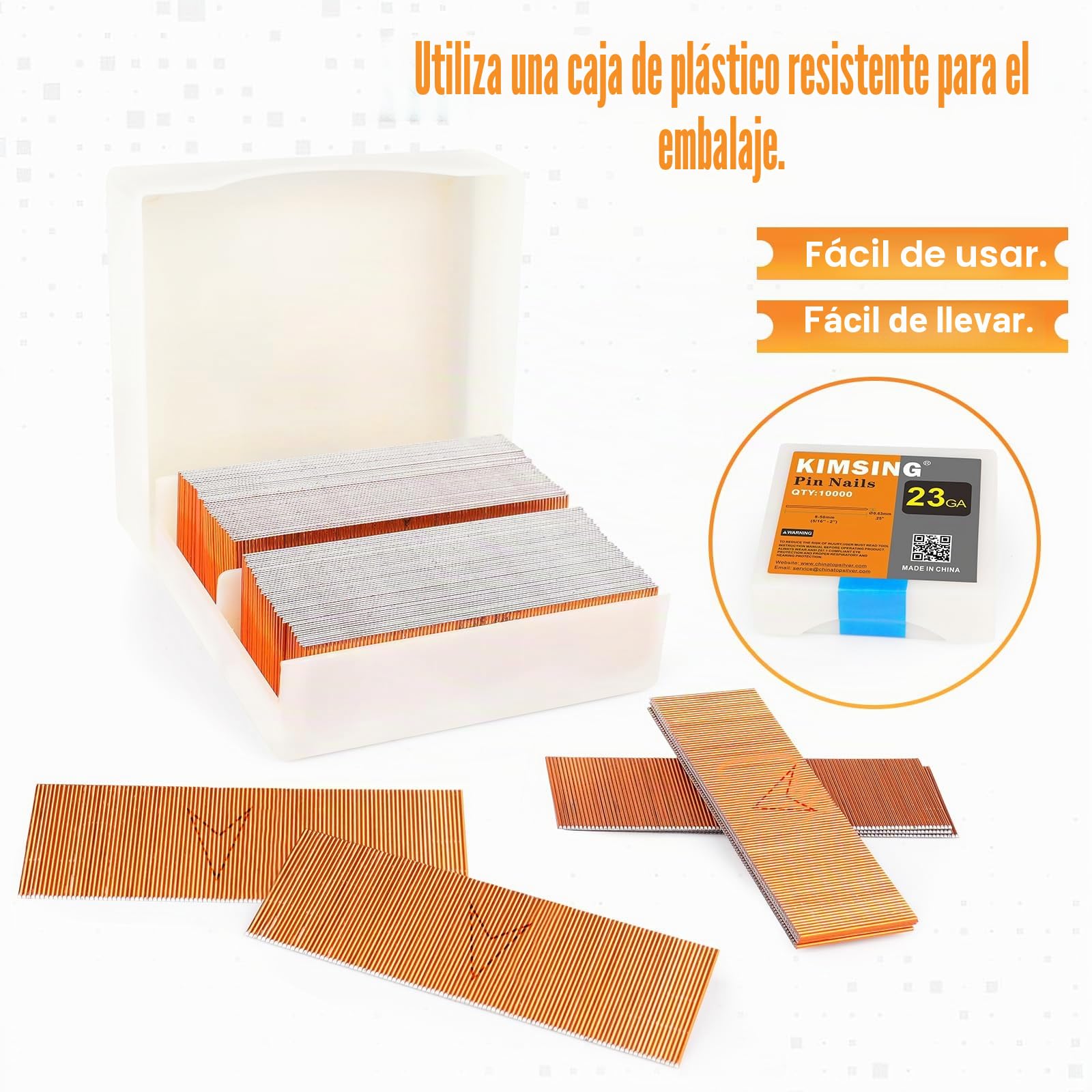 Clavos de cobre KIMSING P620, calibre 23, 10000 unidades/caja, clavos sin cabeza de 20 mm de longitud para clavadoras neumáticas y clavadoras neumáticas