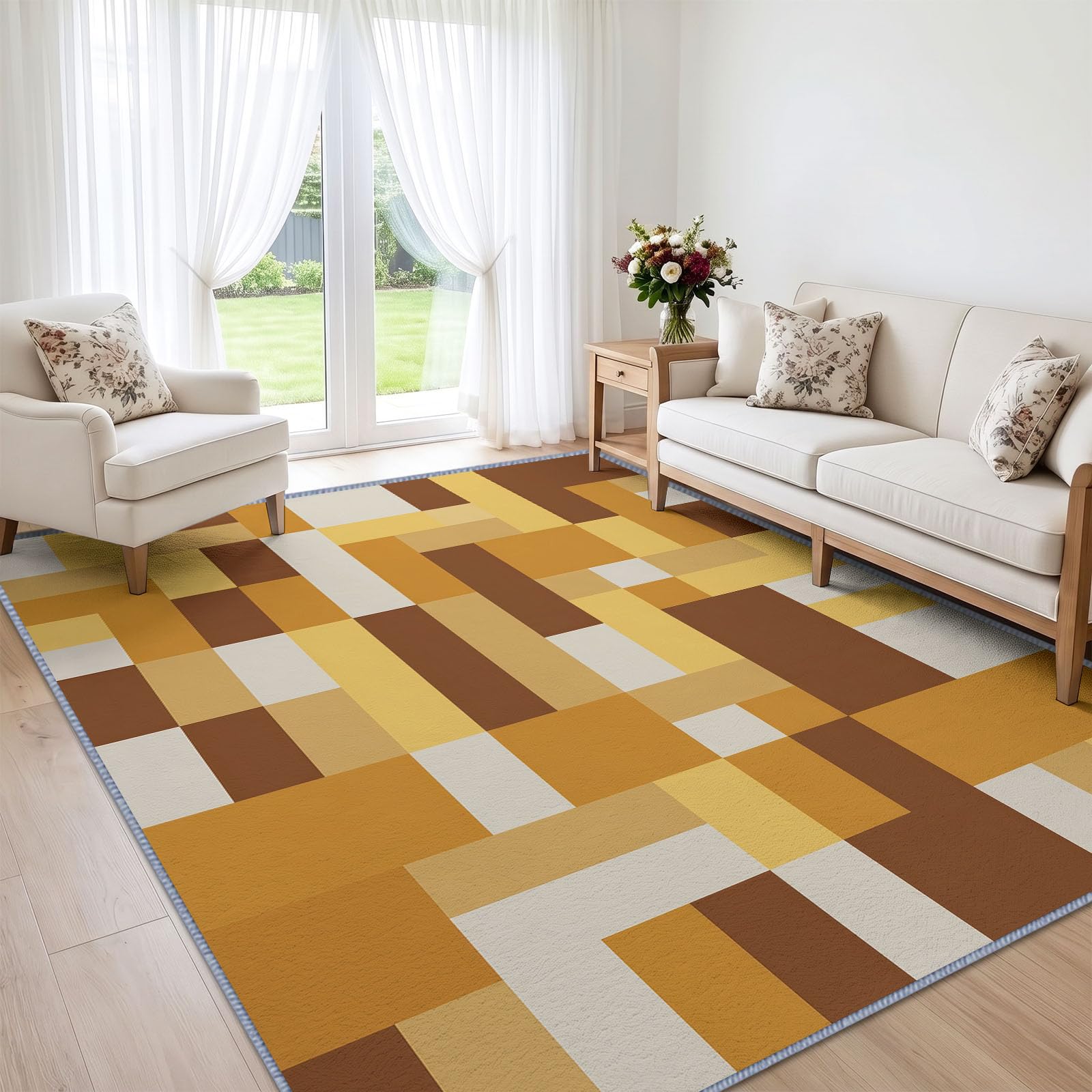 Geometryczny prostokątny kolorowy blok kolażowy dywan 160 x 230 cm zmywalny