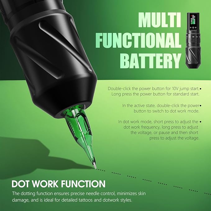 Kit Máquina Tatuar Rotativa Pen U-REX Inalámbrico 1600mAh miniatura 7