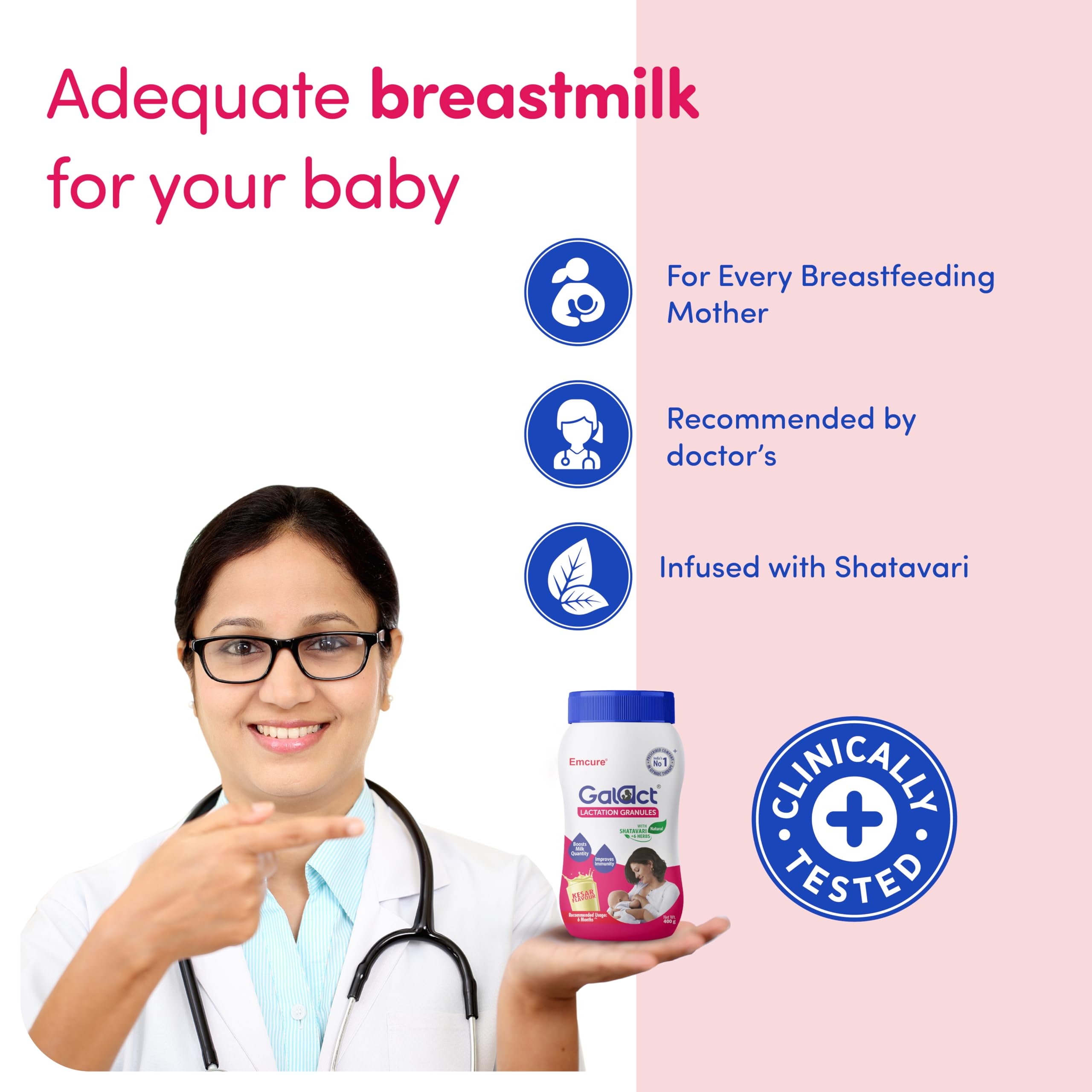 Galact Lactation Granules 400g | India's Only Brand with 100+ Patient Clinical Trial | Lactation Supplement for Breastfeeding | 4X Milk Boost | Shatavari & 6 Herbs | 20 Days Pack | Kesar Flavour 2