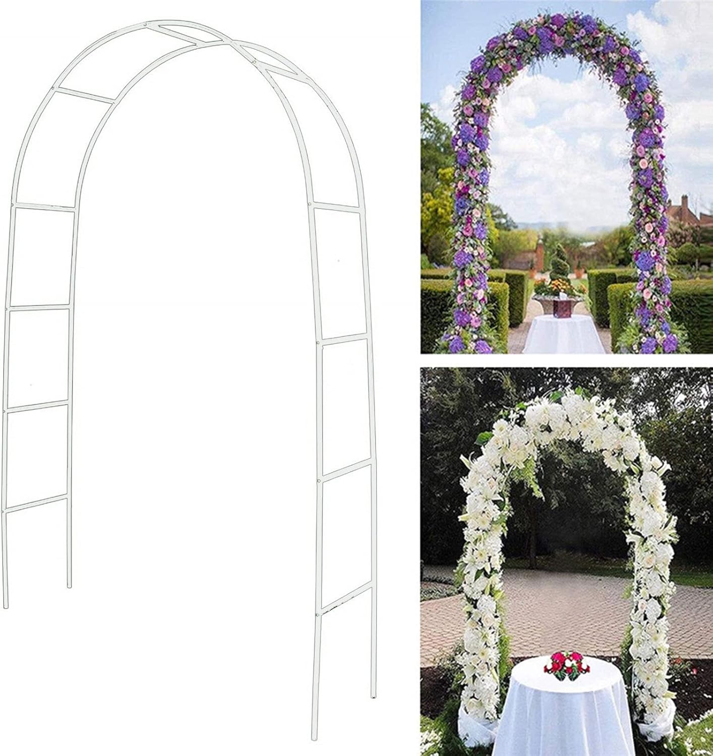 Outdoor Metal Garden Arbor Arch - DIY Wedding Arch, Decorative Pergola Stand, Climbing Plant Support Trellis, Weather-Resistant Flower Frame for Garden Backdrop