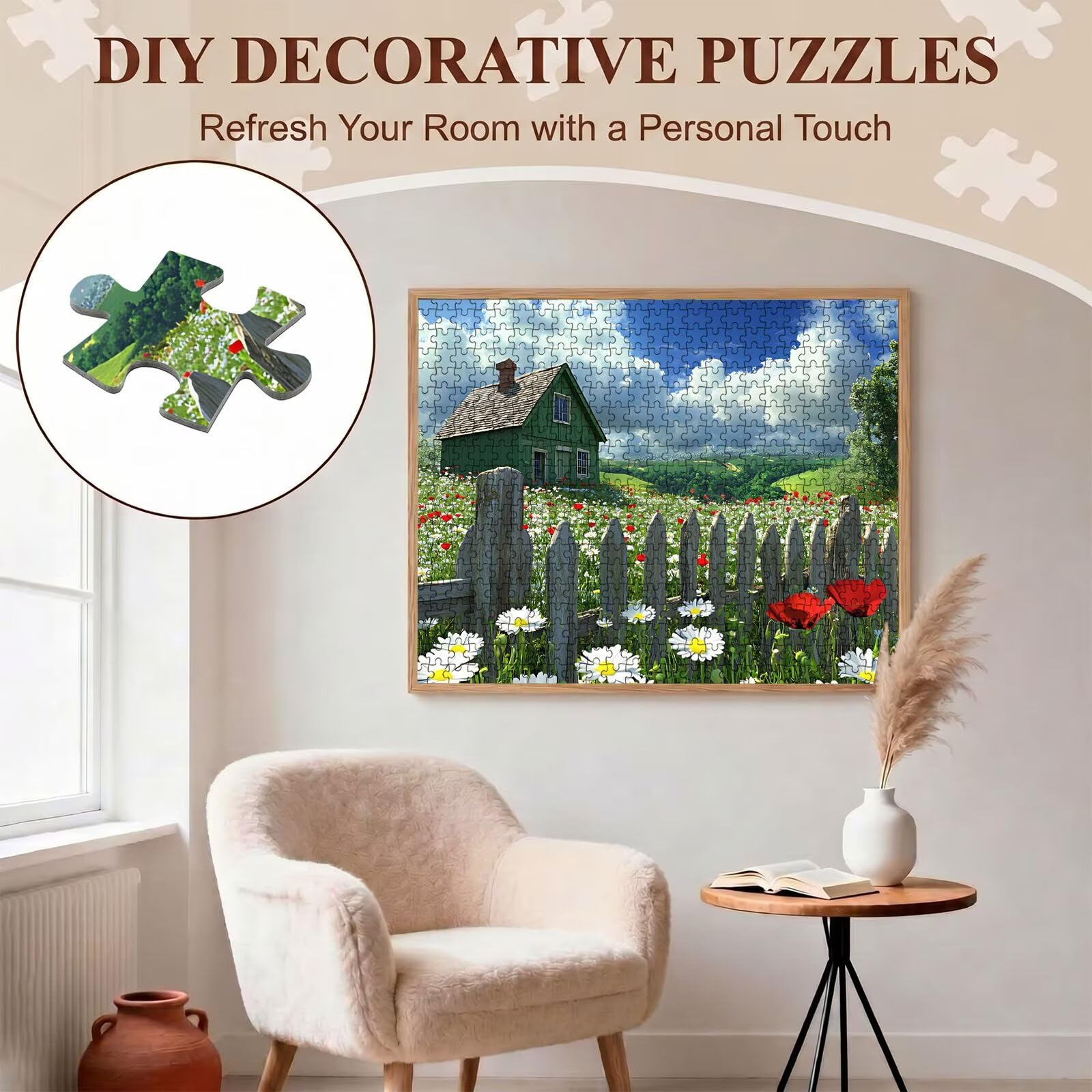 Flor Cabina-2 Puzzle de 1500 Piezas, Juego de Mesa Familiar de Madera - Rompecabezas Adultos para Toda La Familia, Rompecabezas Educativo DIY y Antiestrés - con Mapa de Referencia, 87 x 57 cm f0-364