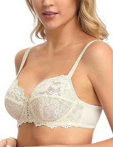 Miniatura 4 de Wingslove Sujetador de encaje sexy para mujer, sin relleno, sin forro, cobertura completa, talla grande, bralette de encaje