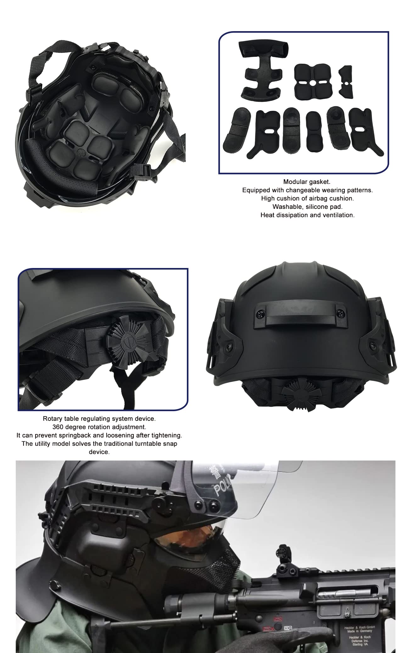 Airsoft Full Face Mask, Tactical Military Helmet, Built-in Headset, Anti-Fog Fan, Goggles Mask, One-Piece, Removable For Paintball Bbs Military Protection (BCP