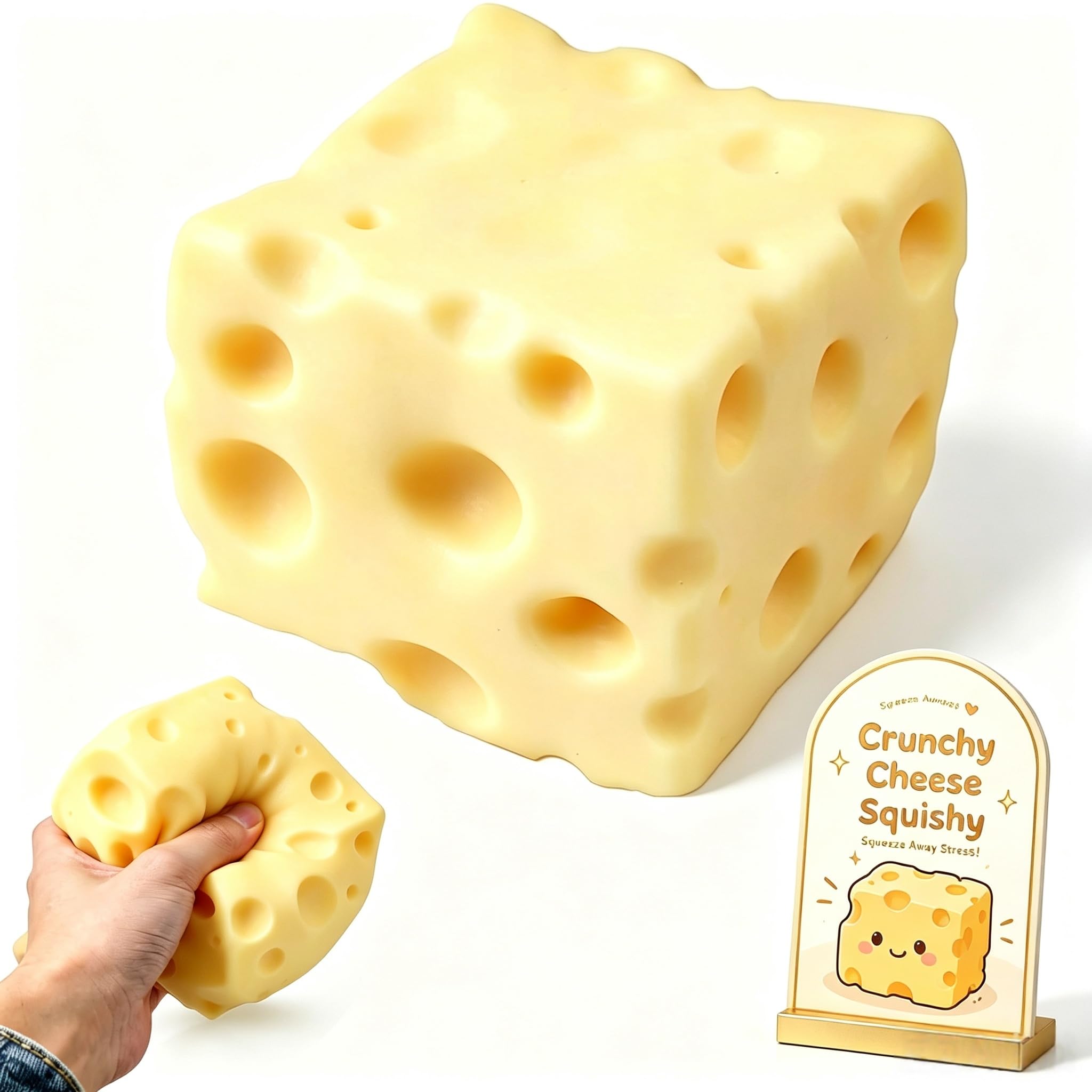 Crunchy Cheese Squishy ASMR Bead Filled Realistic Food Stress Ball Squeeze Moldable Slushy Asmr Realistic Taba Handmade Non Rebound Sticky Silicone Dessert Adults Party Favor — image 1