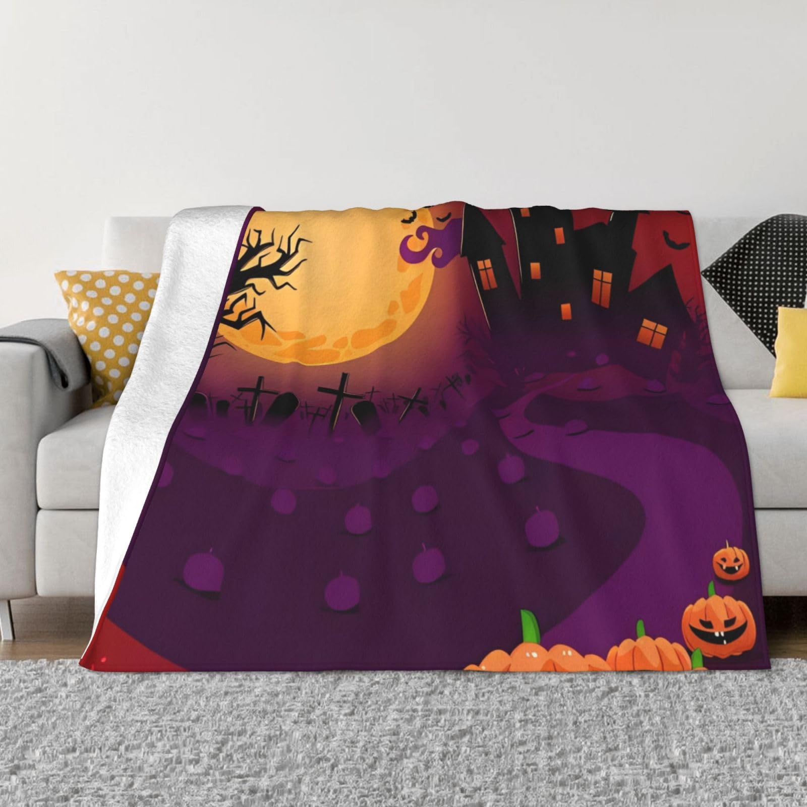 Couverture plaid Halloween en polaire peluche pour vos soirées cinéma