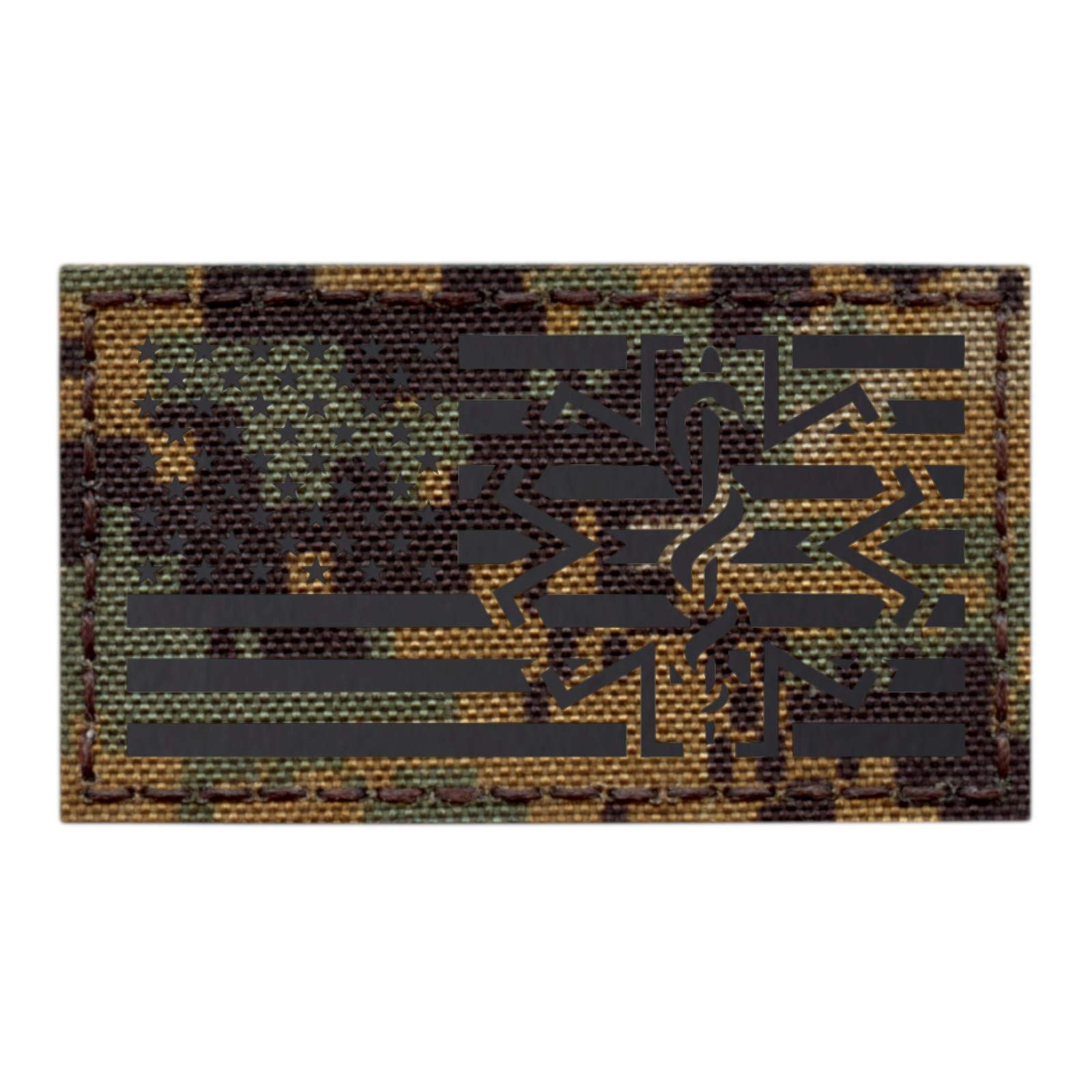 mult1cam Infrared IR USA American Flag EMS Skull Medic Paramedic 3.5x2 Tactical Morale Fastener Patch (Marpat)