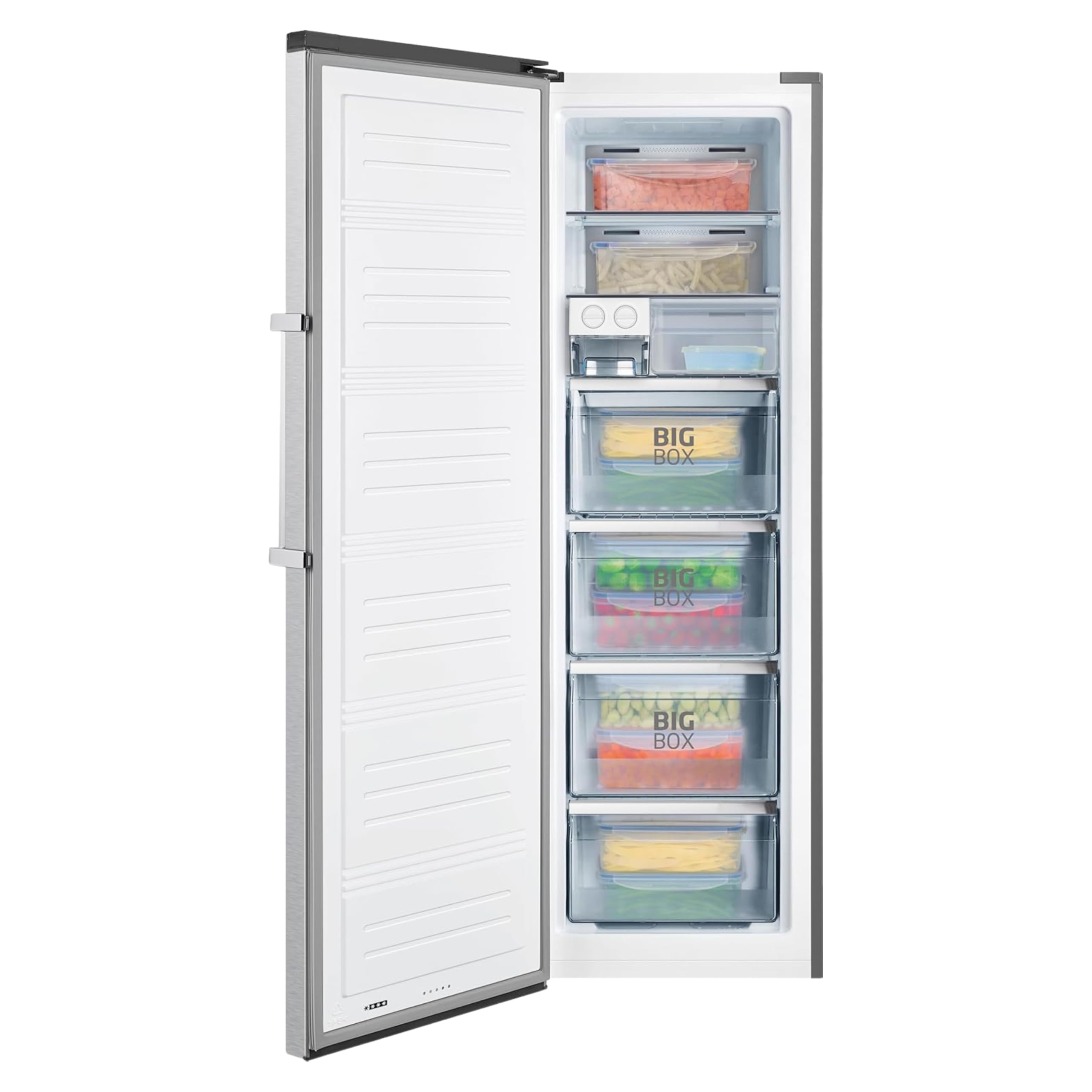 Amica Gefrierschrank freistehend 274 l Total NoFrost Inverter‑Kompressor LED‑Display Supergefrierfunktion 185,5 x 59,5 x 65,1 cm – Gefrierschrank Edelstahloptik